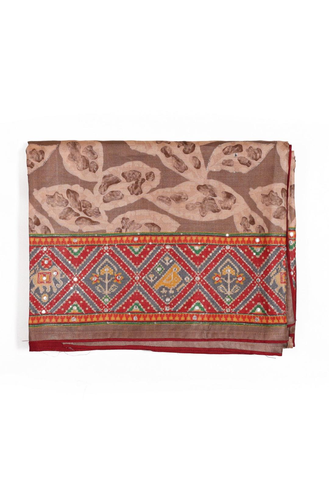 Light Brown Printed Tussar Saree F00067B