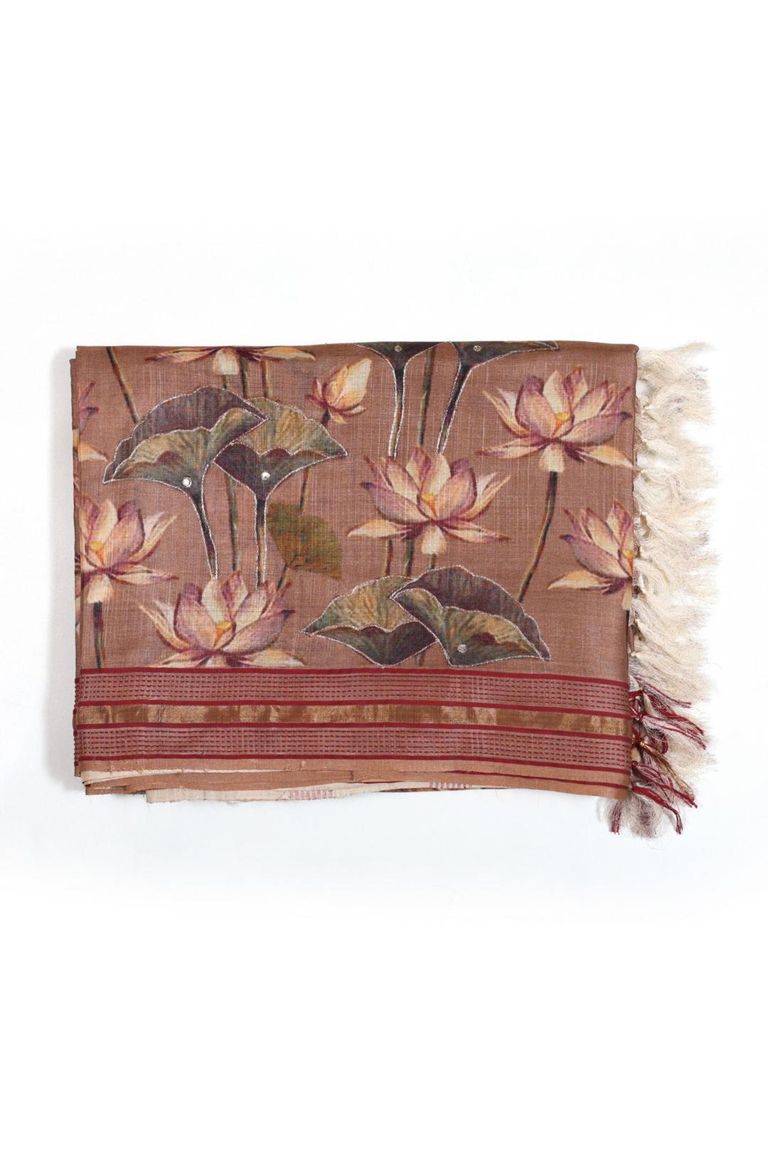 Light Brown Printed Tussar Saree ES0497