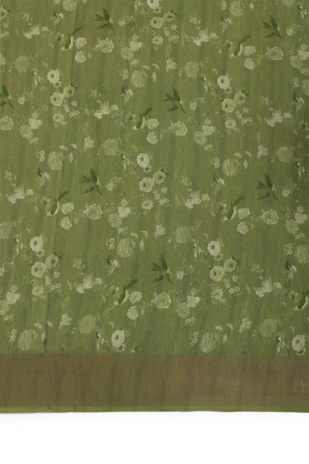 Green Printed Tussar Saree F00674B