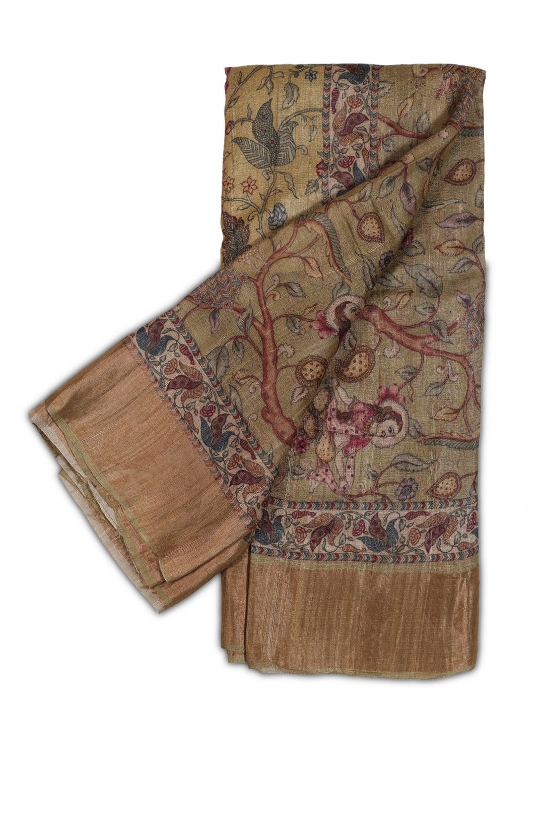 Green Printed Tussar Saree F00507C