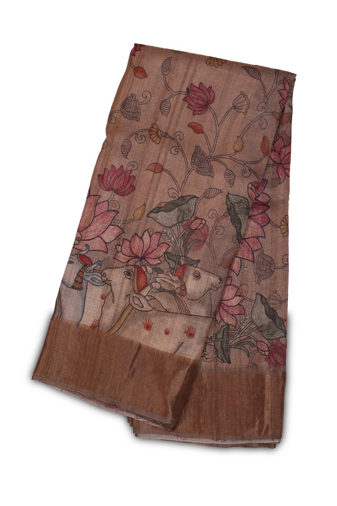 Pichwai Printed Tussar Saree F00507E