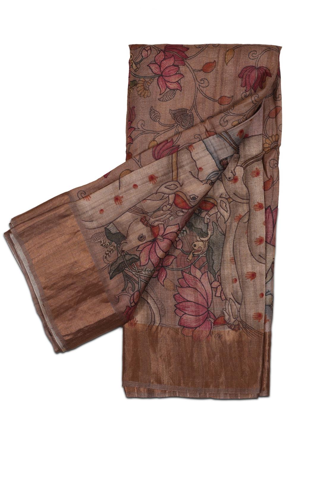 Pichwai Printed Tussar Saree F00507E