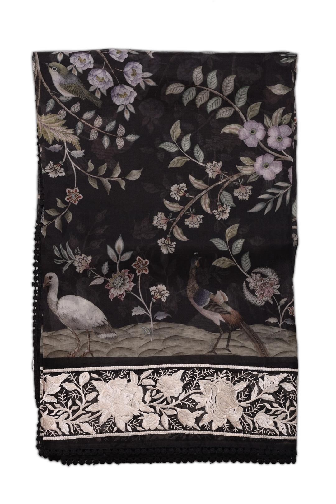 Black Printed Organza Saree F00690A