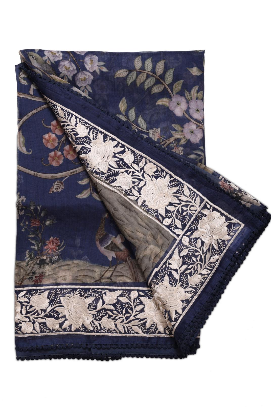 Violet Printed Organza Saree F00690