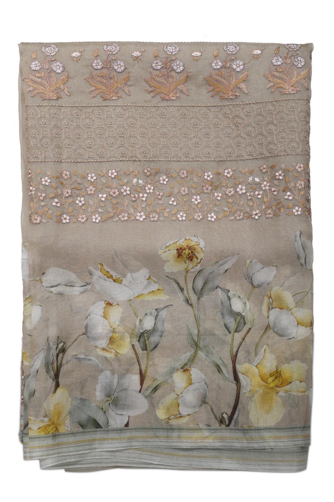 Beige Printed Tussar Saree F00684A