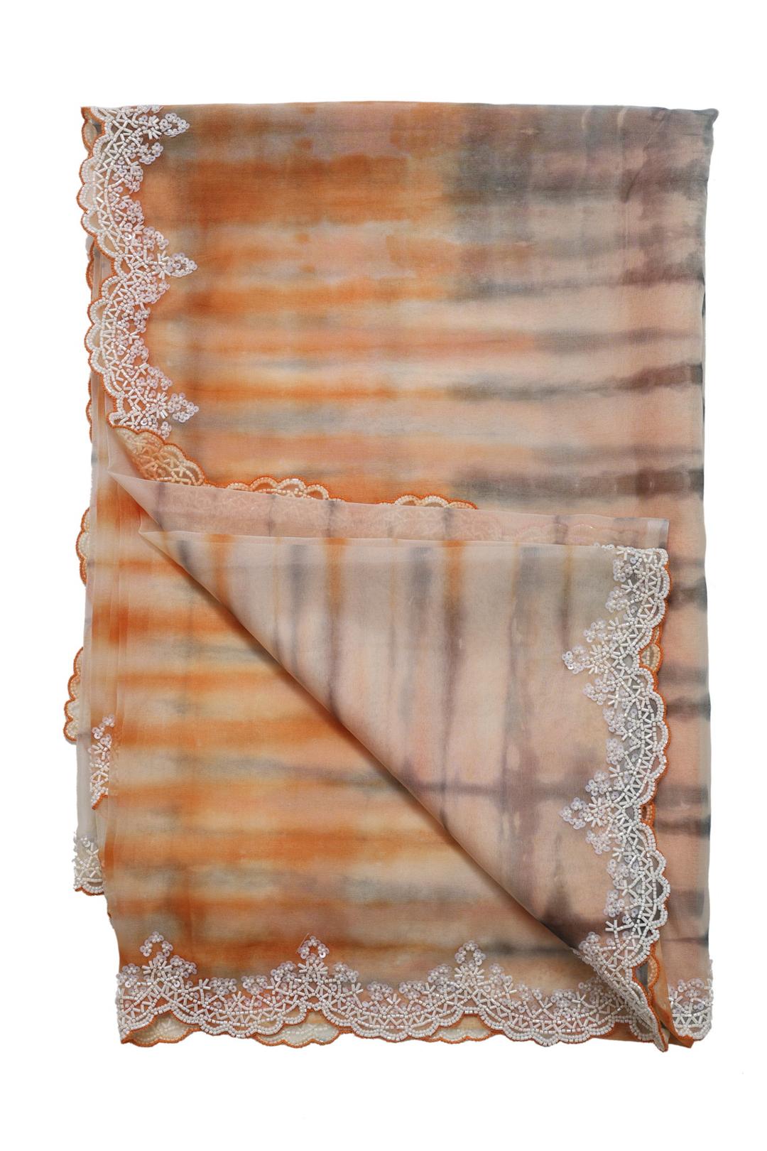 Orange Embroidered Organza Saree DS0971