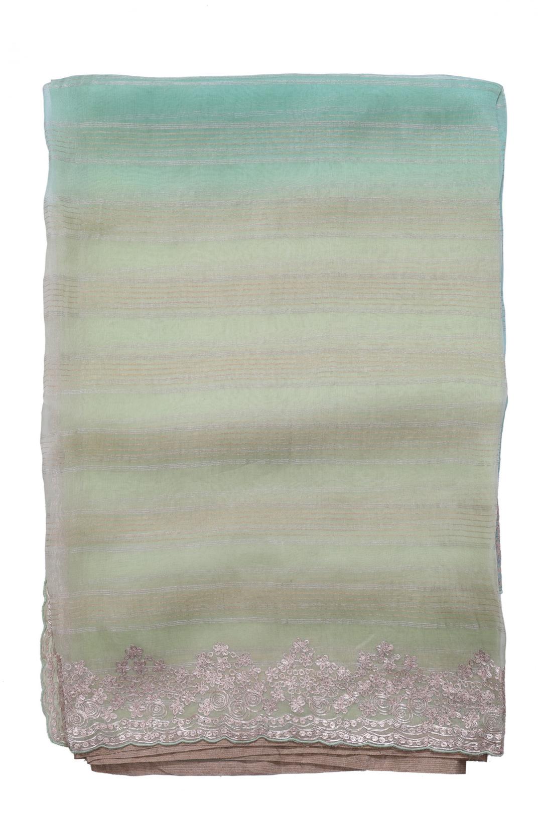 Green Embroidered Organza Saree ES0067