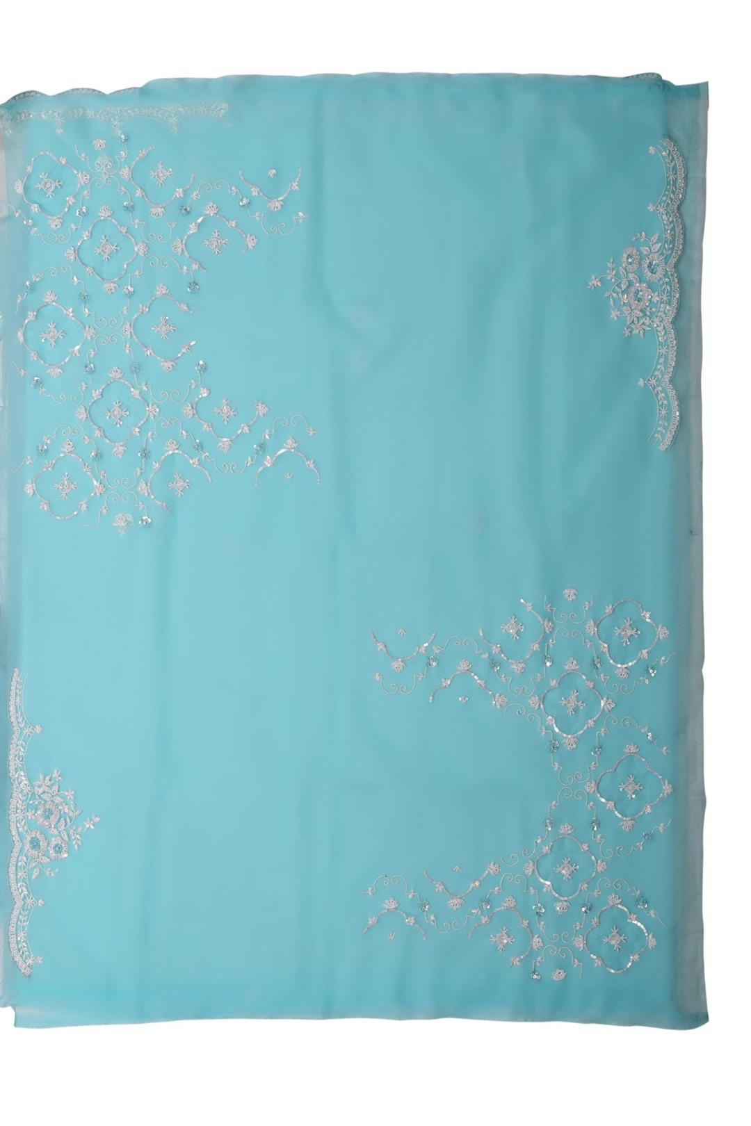 Sky Blue Embroidered Organza Saree F00899A