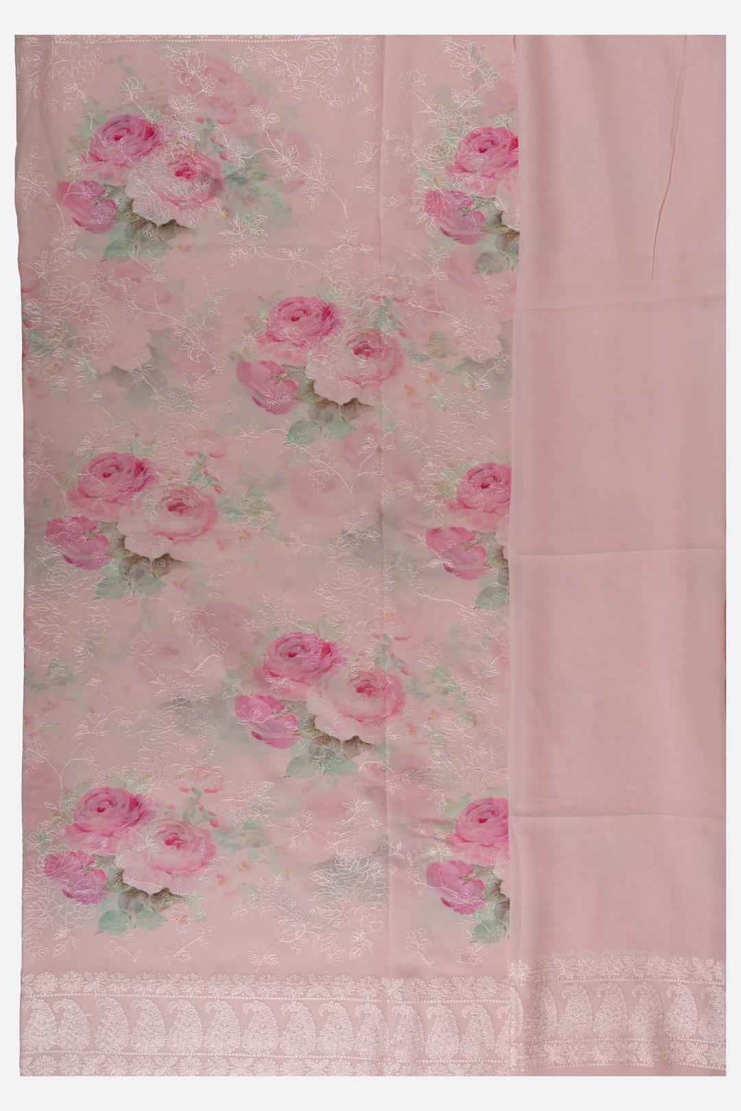 Baby Pink Printed Georgette Saree F00821