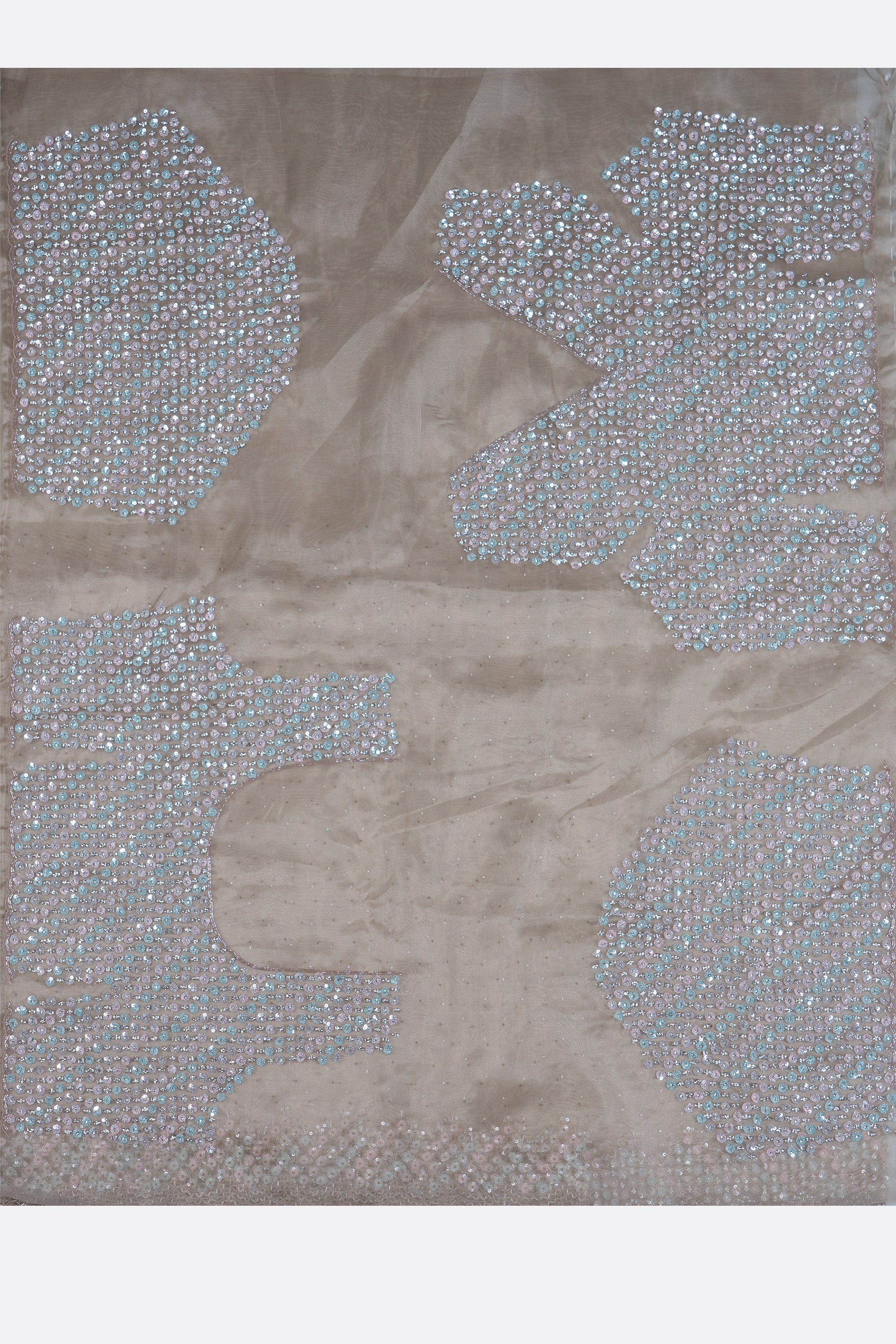 Beige Embroidered Organza Saree F01174