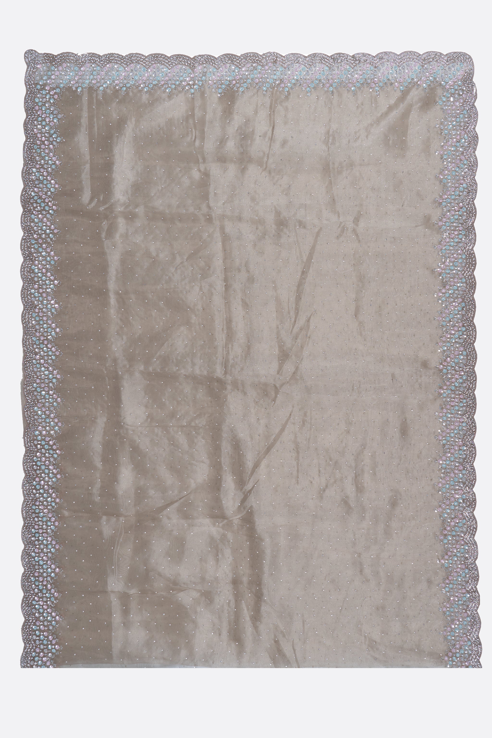 Beige Embroidered Organza Saree F01174