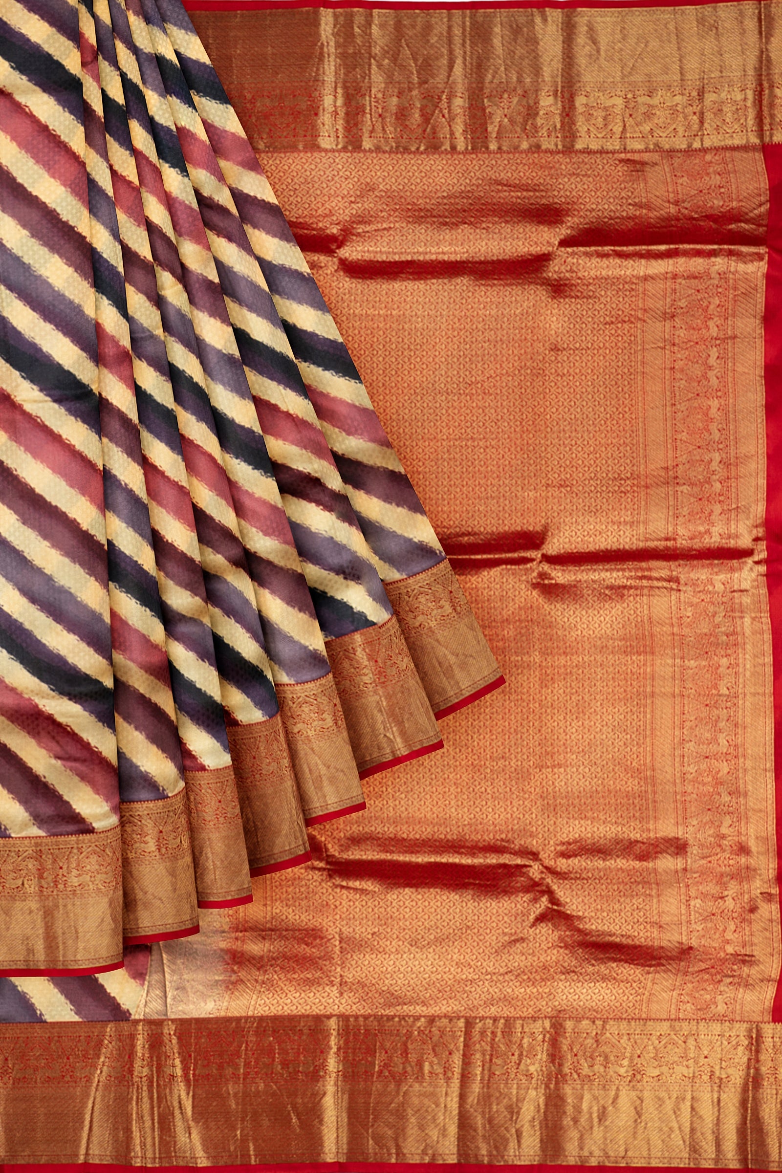 Beige Printed Gadwal Silk Saree ES0510