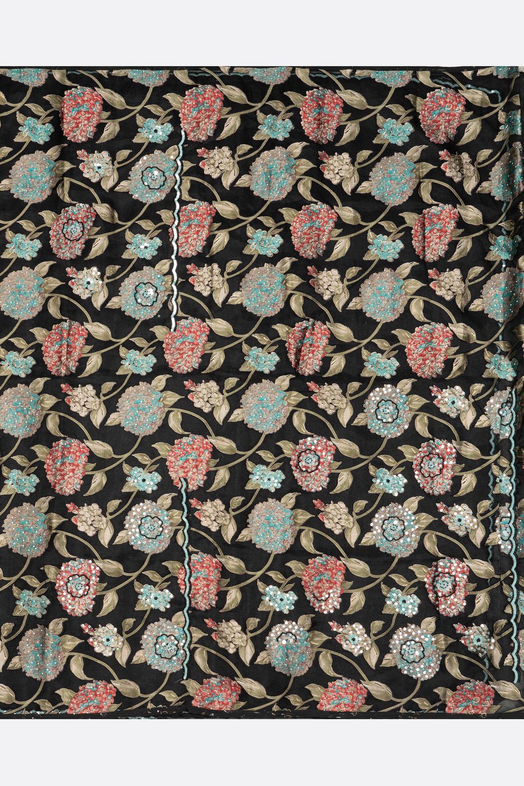 Black Embroidered Organza Saree F01173