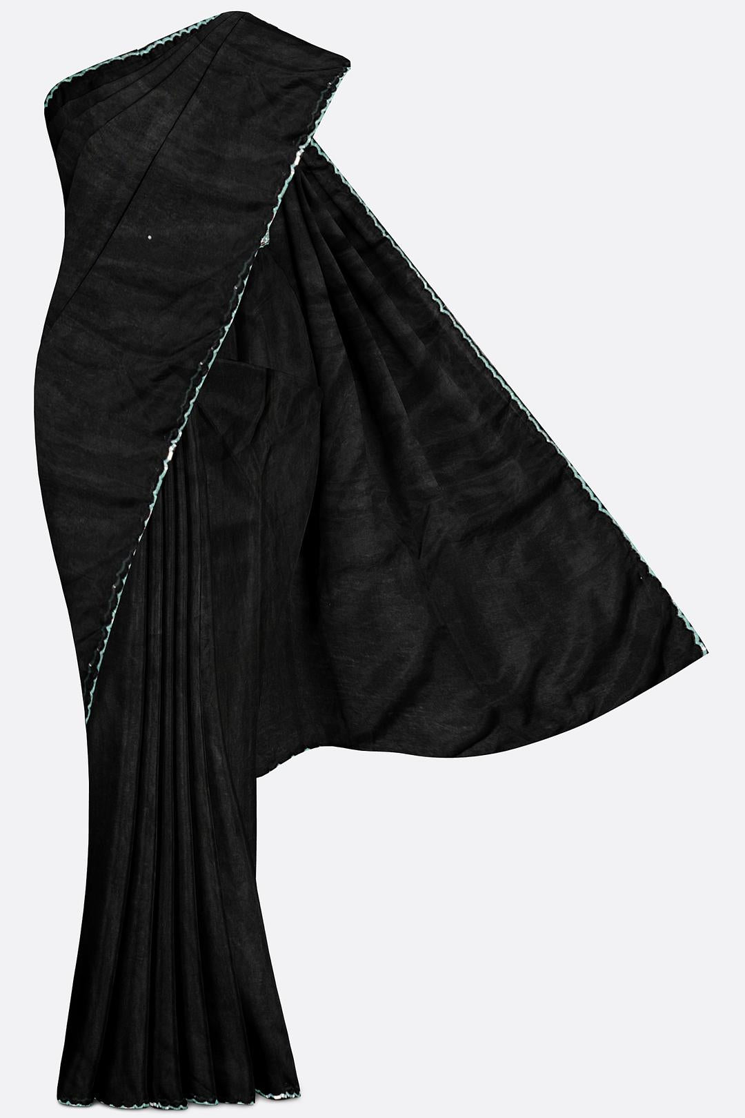 Black Embroidered Organza Saree F01173