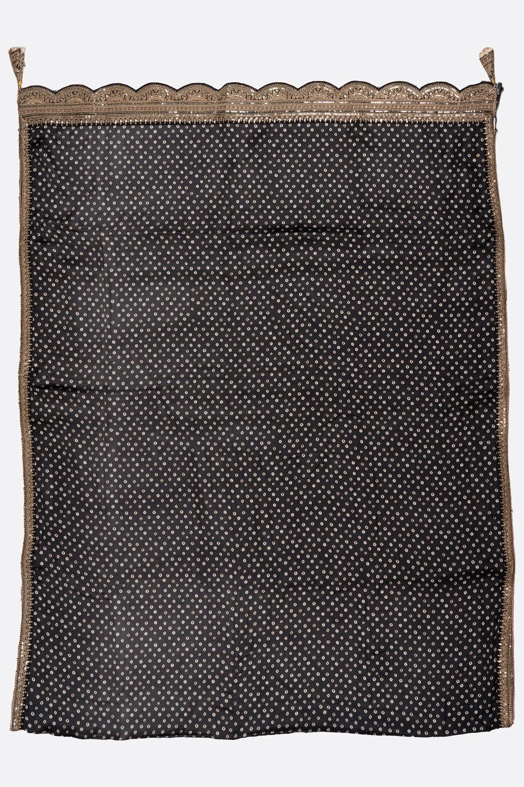 Black Printed Satin Saree F01118