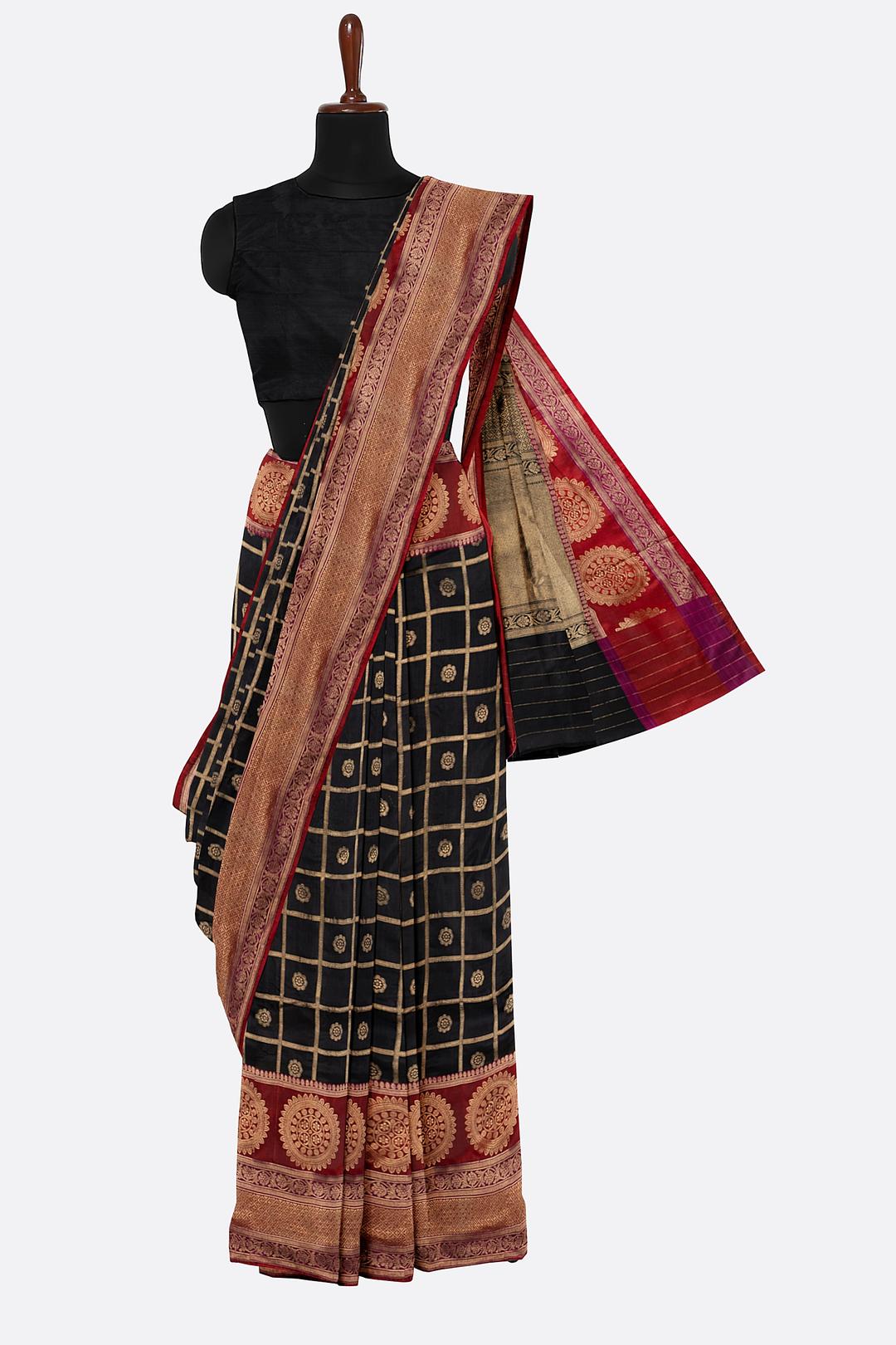 Black Woven Banaras Saree SA0003