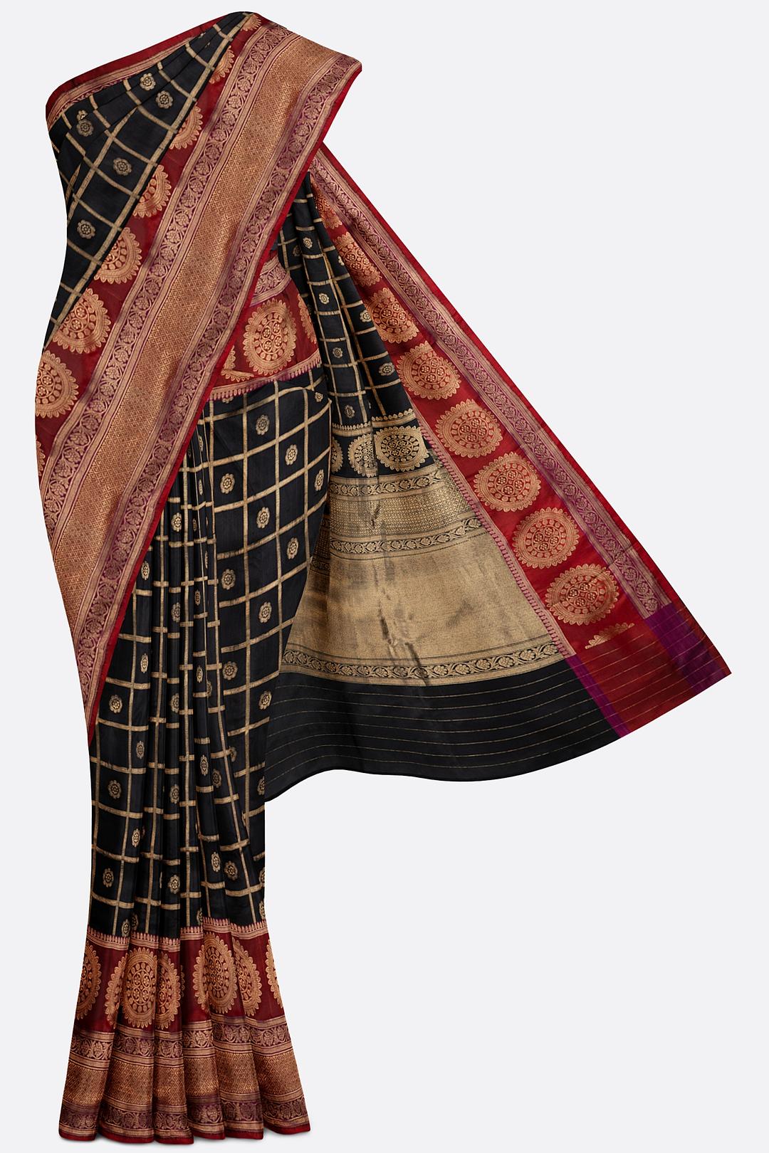 Black Woven Banaras Saree SA0003