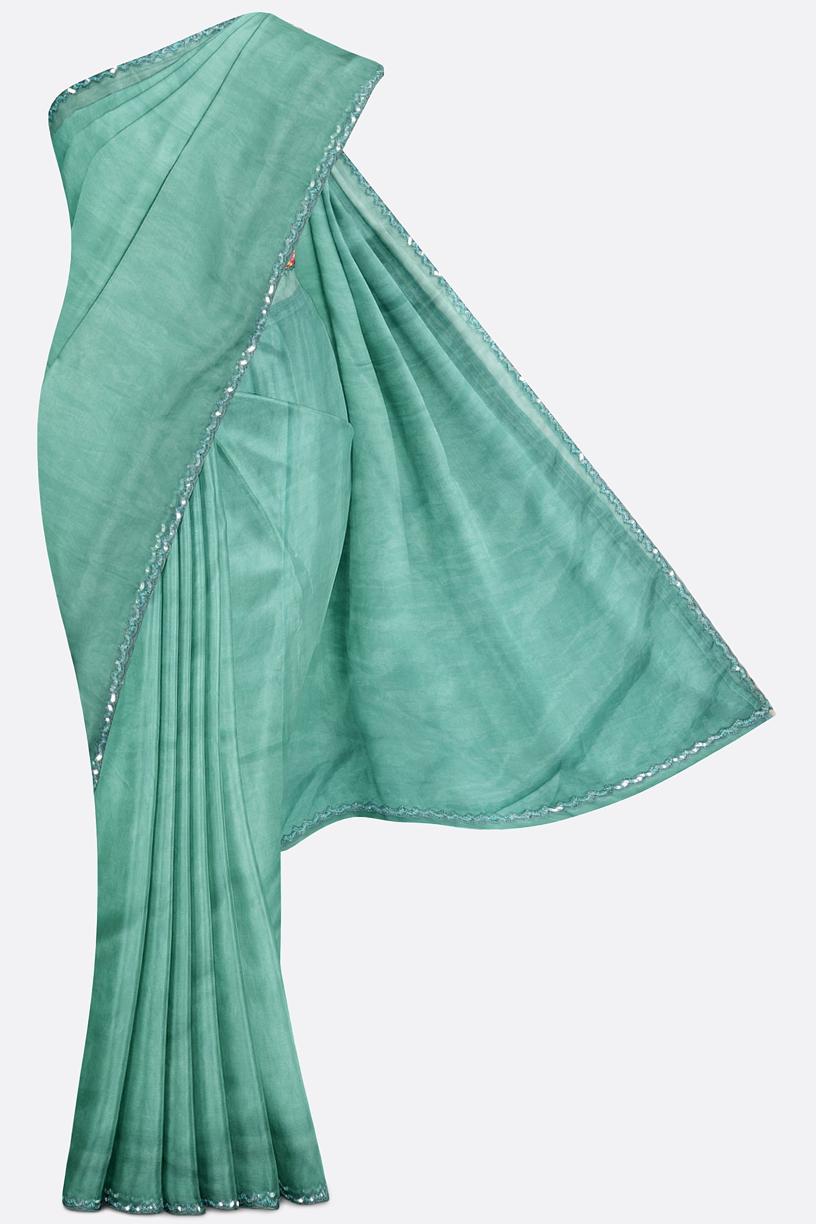 Blue Embroidered Organza Saree F01173