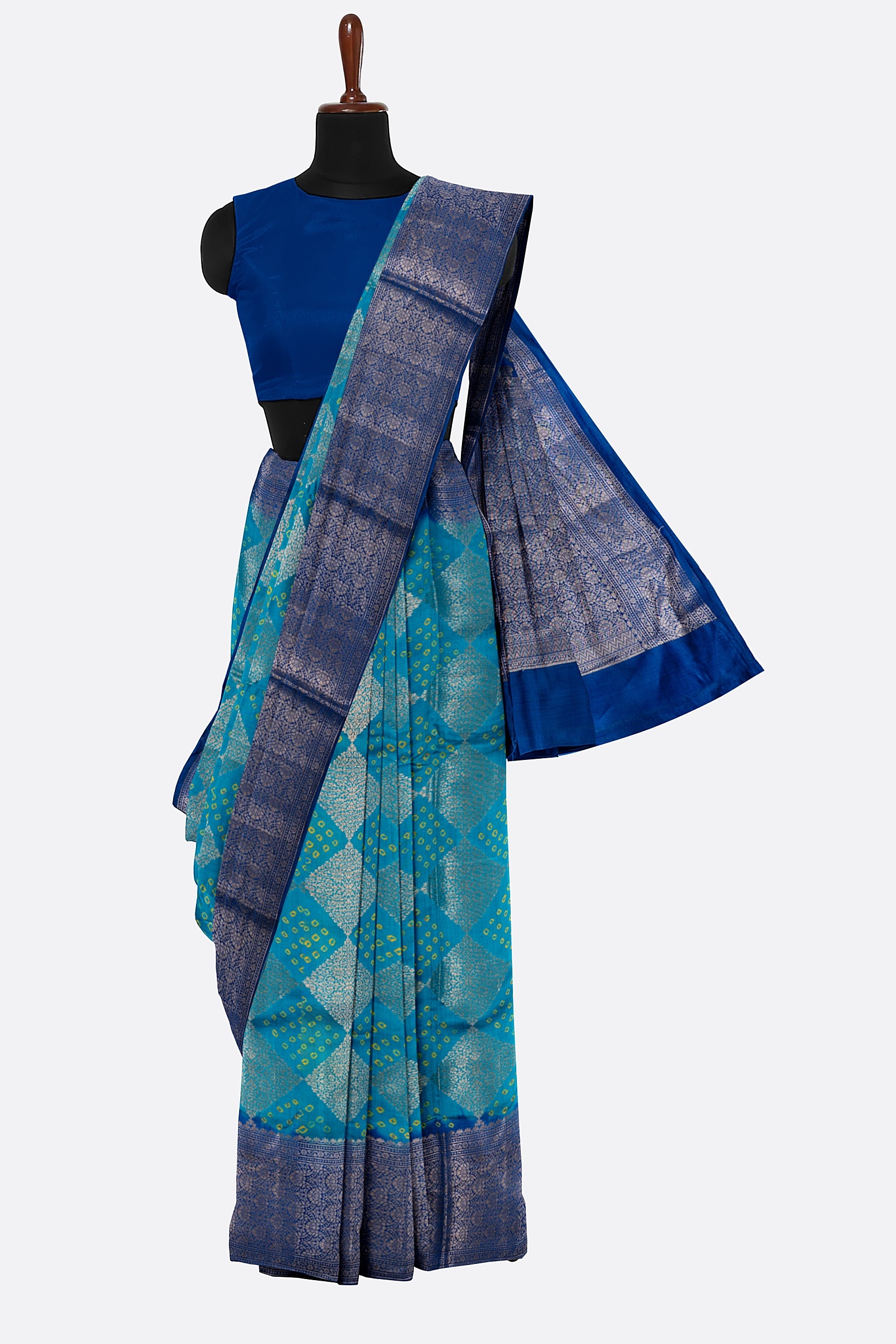 Blue Woven Chiniya Saree ES1148