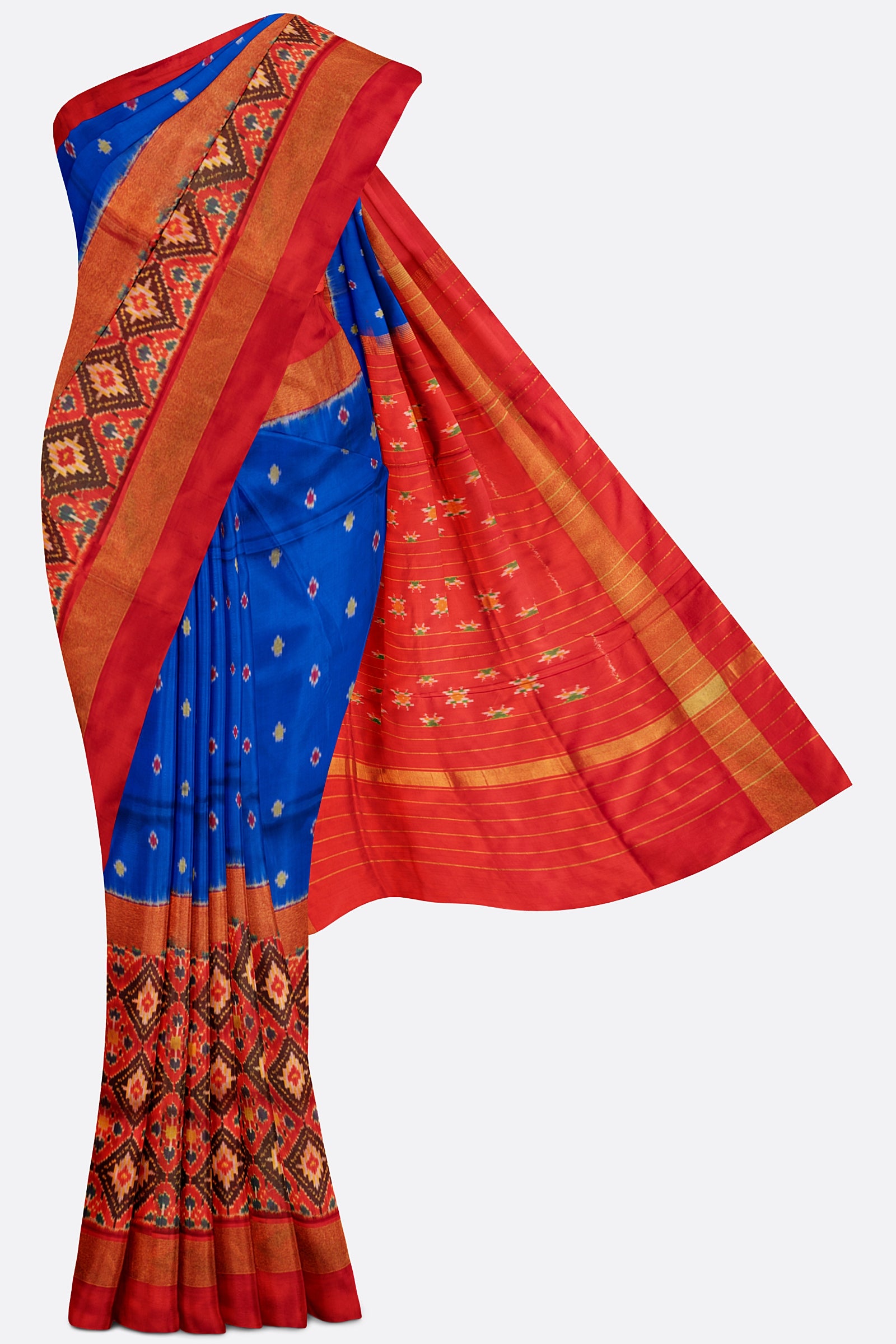 Blue Woven Ikat Pochampally Saree D429