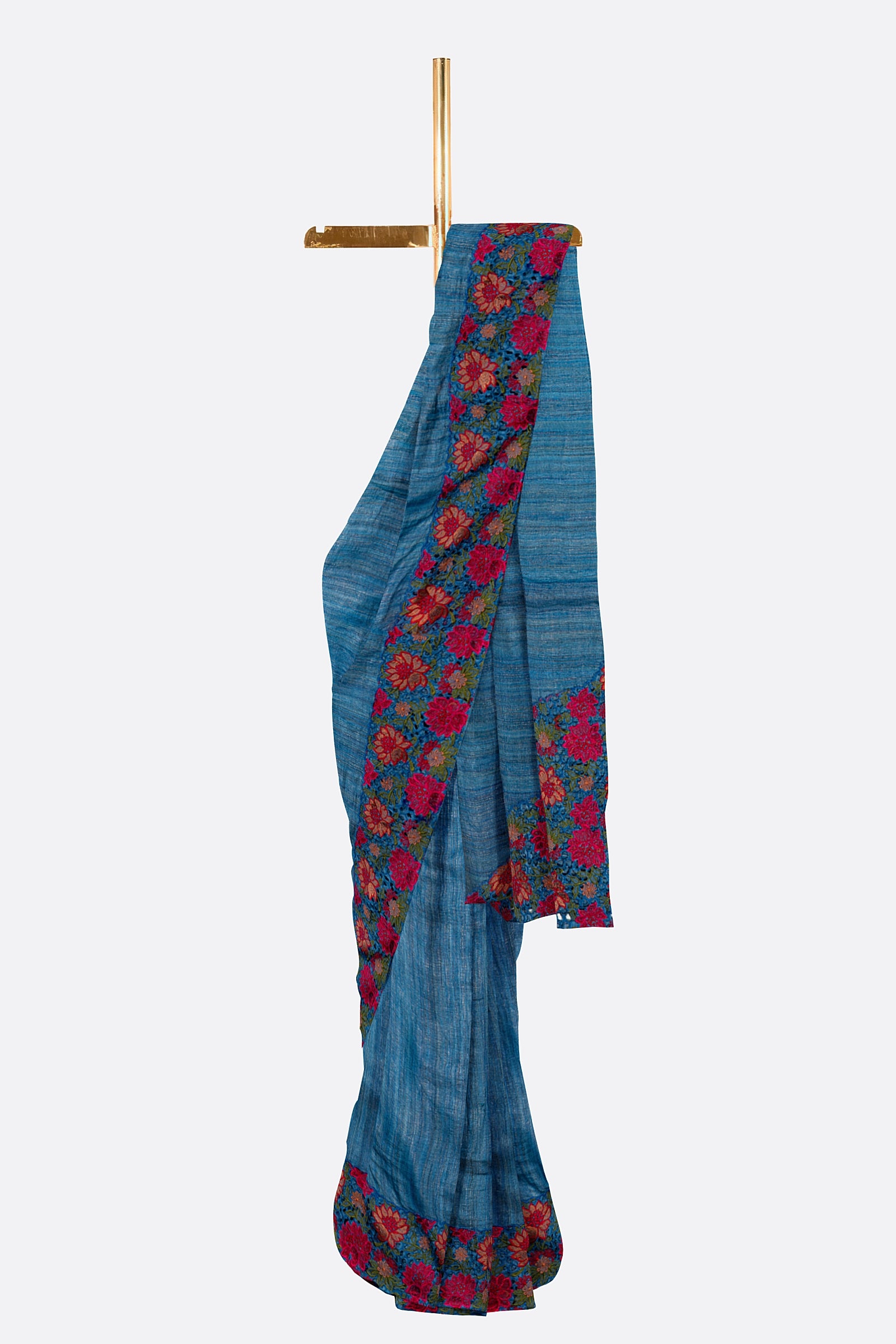 Blue Woven Tussar Tissue Saree AB0499