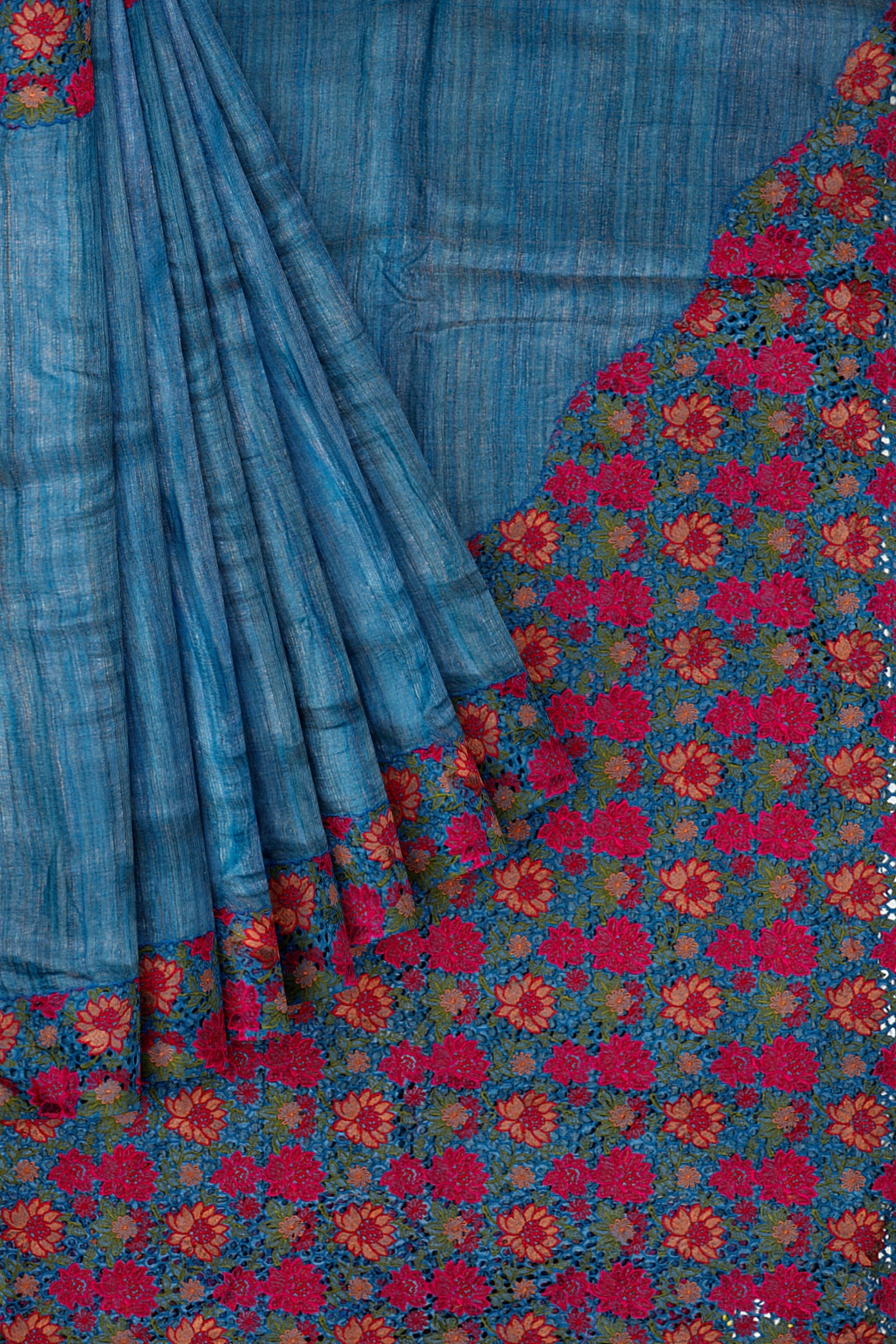 Blue Woven Tussar Tissue Saree AB0499