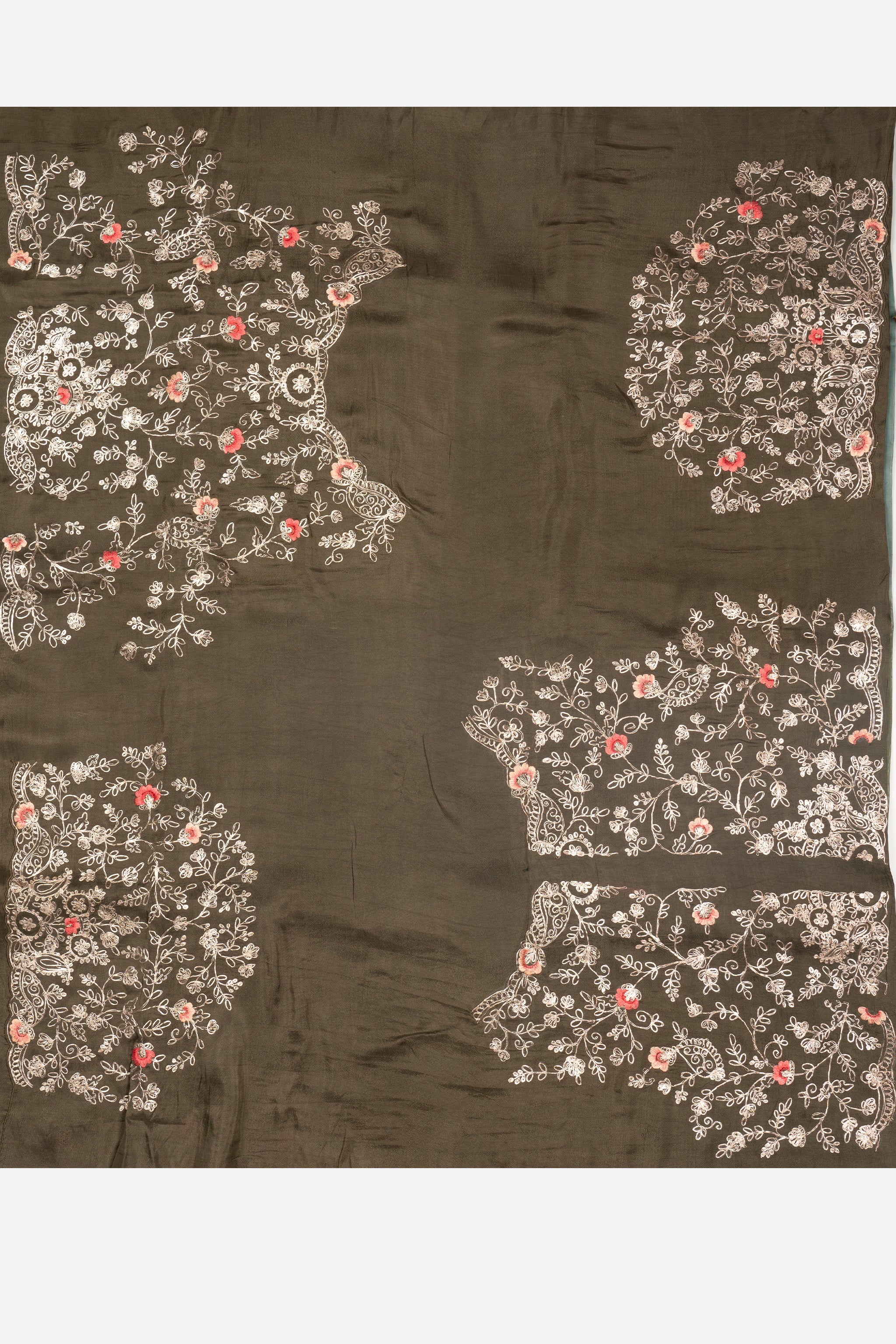 Blue Green Embellished Organza Saree F01124