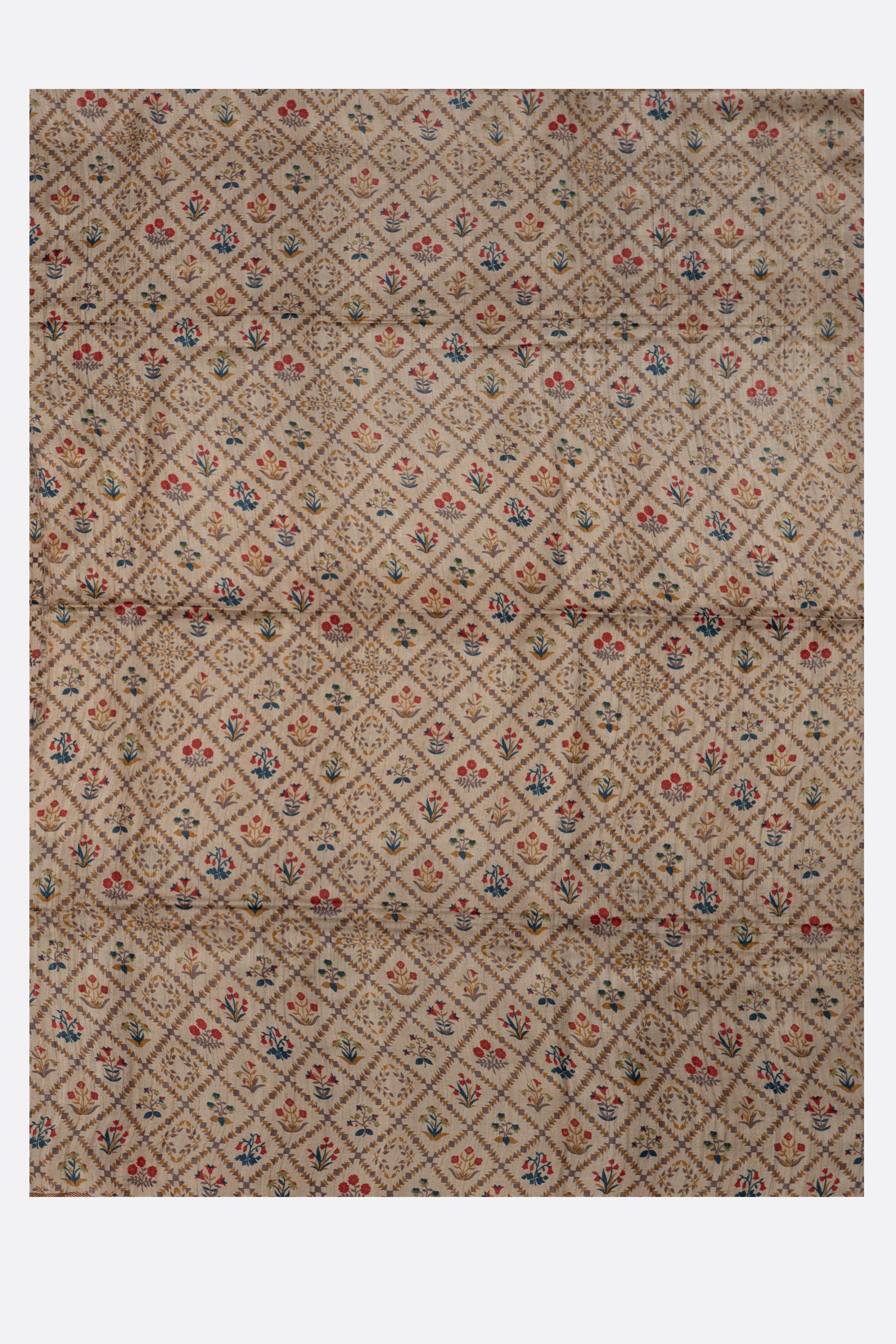 Chocolate Brown Printed Tussar Saree F01135