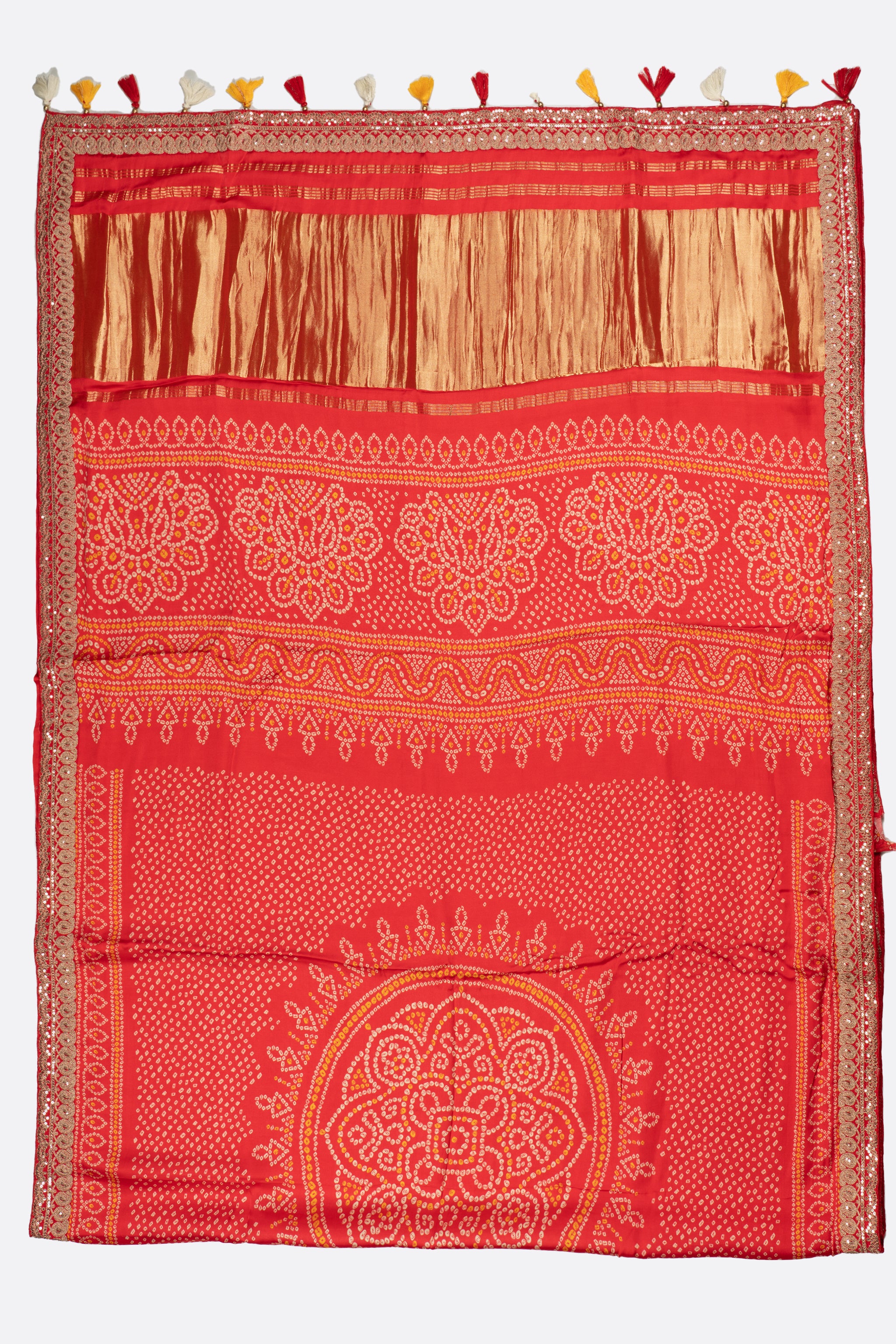 Coral Peach Woven Bandhani Saree ES0284
