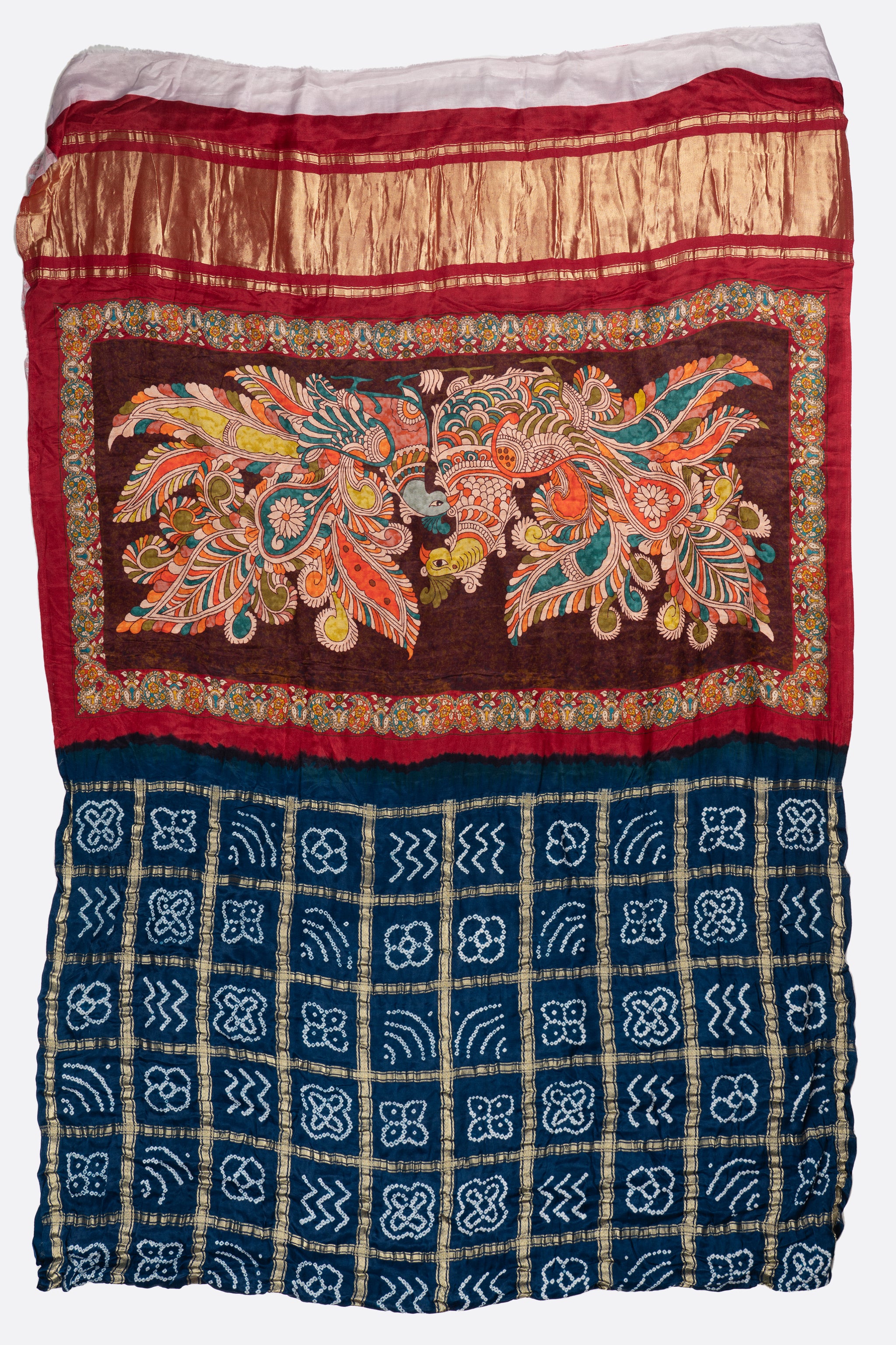 Dark Blue Woven Bandhani Saree F00904