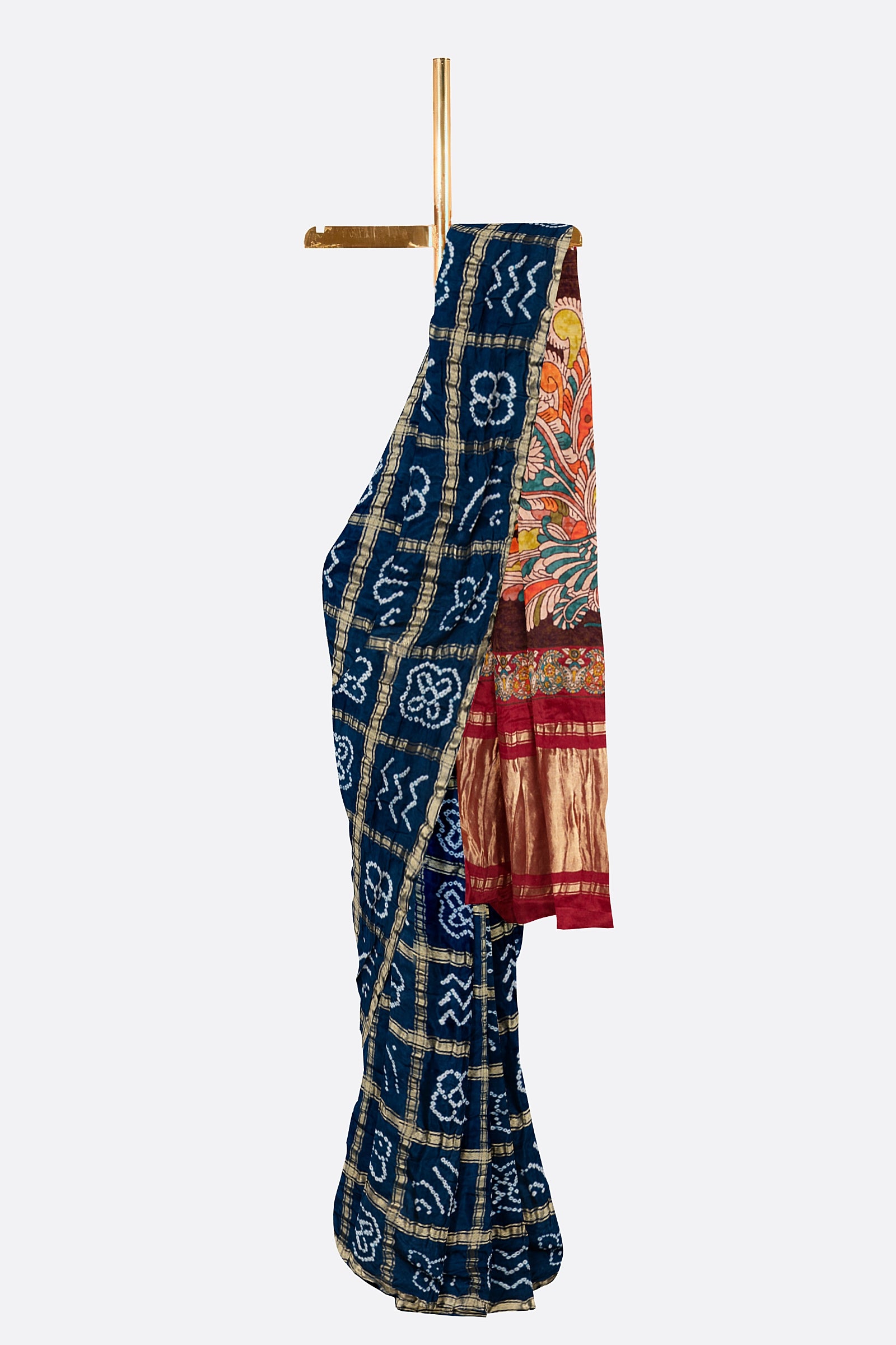 Dark Blue Woven Bandhani Saree F00904