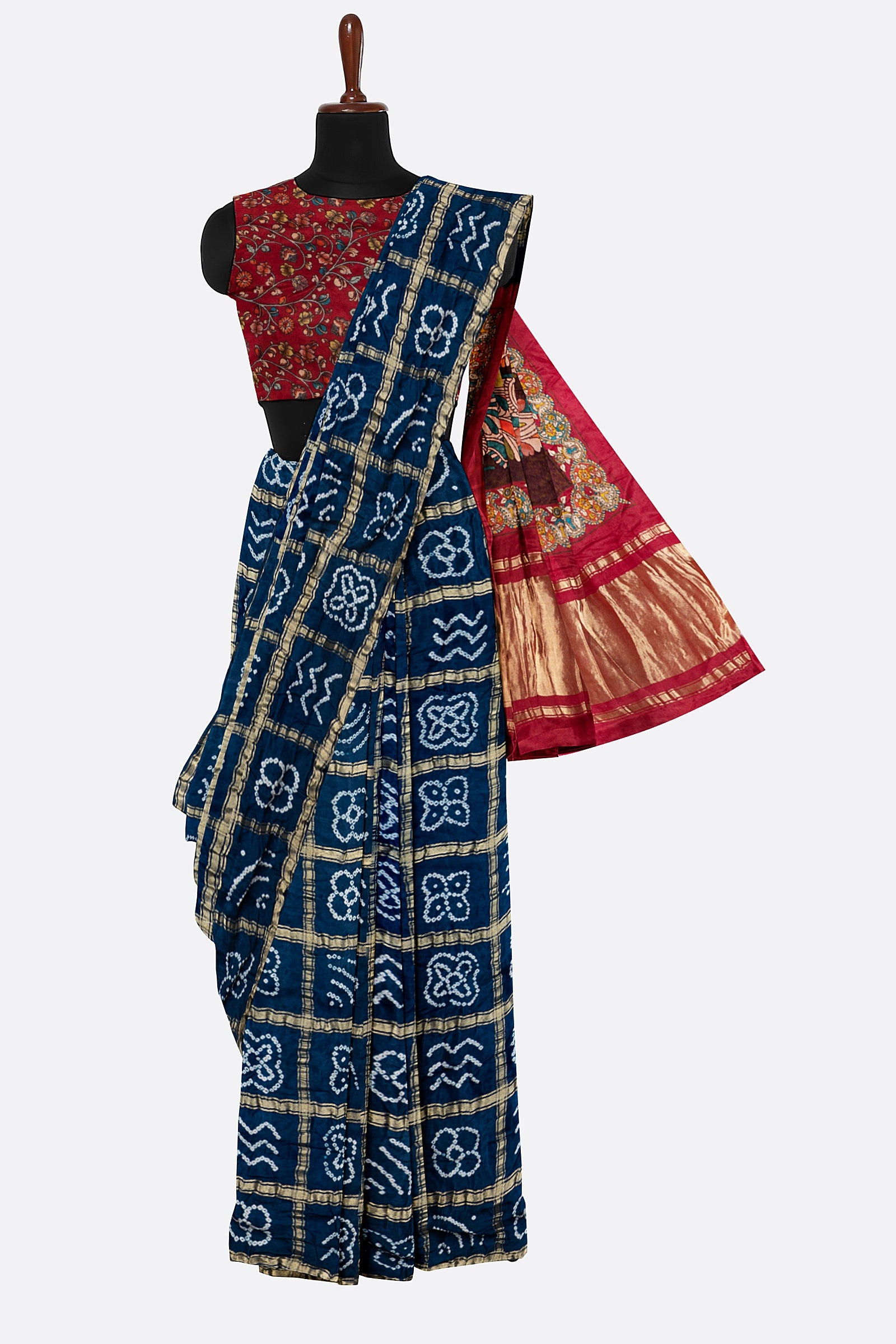 Dark Blue Woven Bandhani Saree F00904