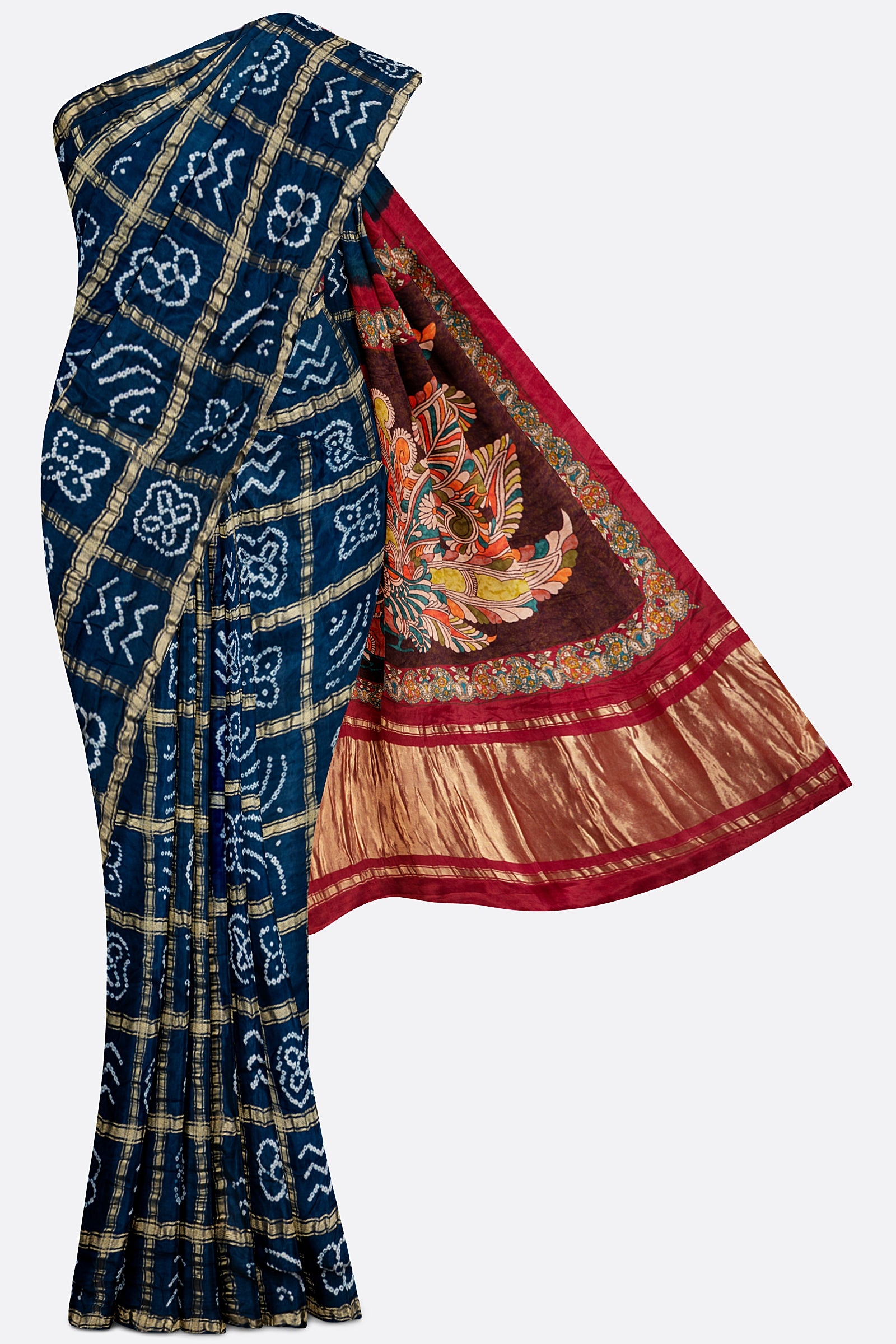 Dark Blue Woven Bandhani Saree F00904