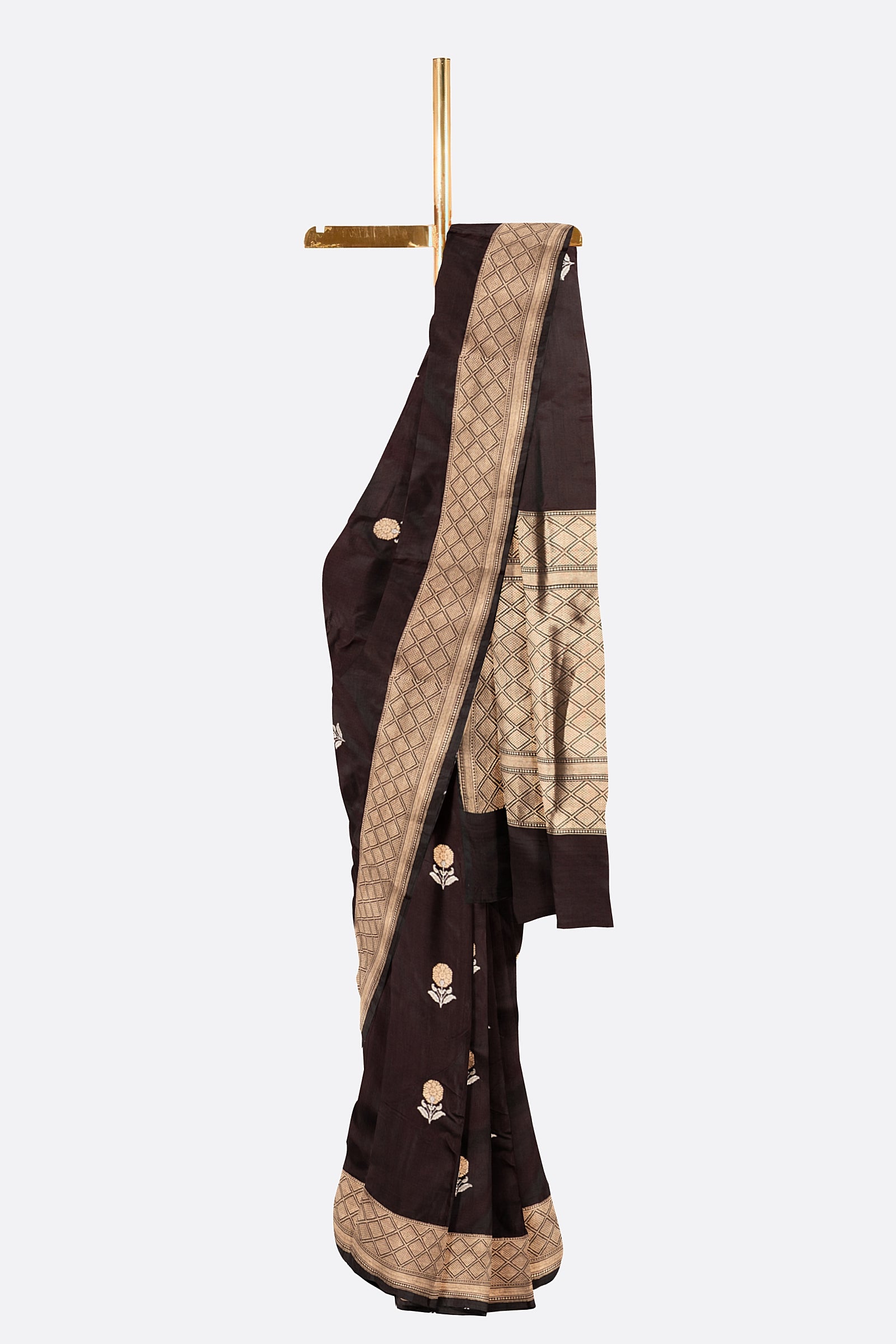 Dark Brown Woven Banaras Saree F00209