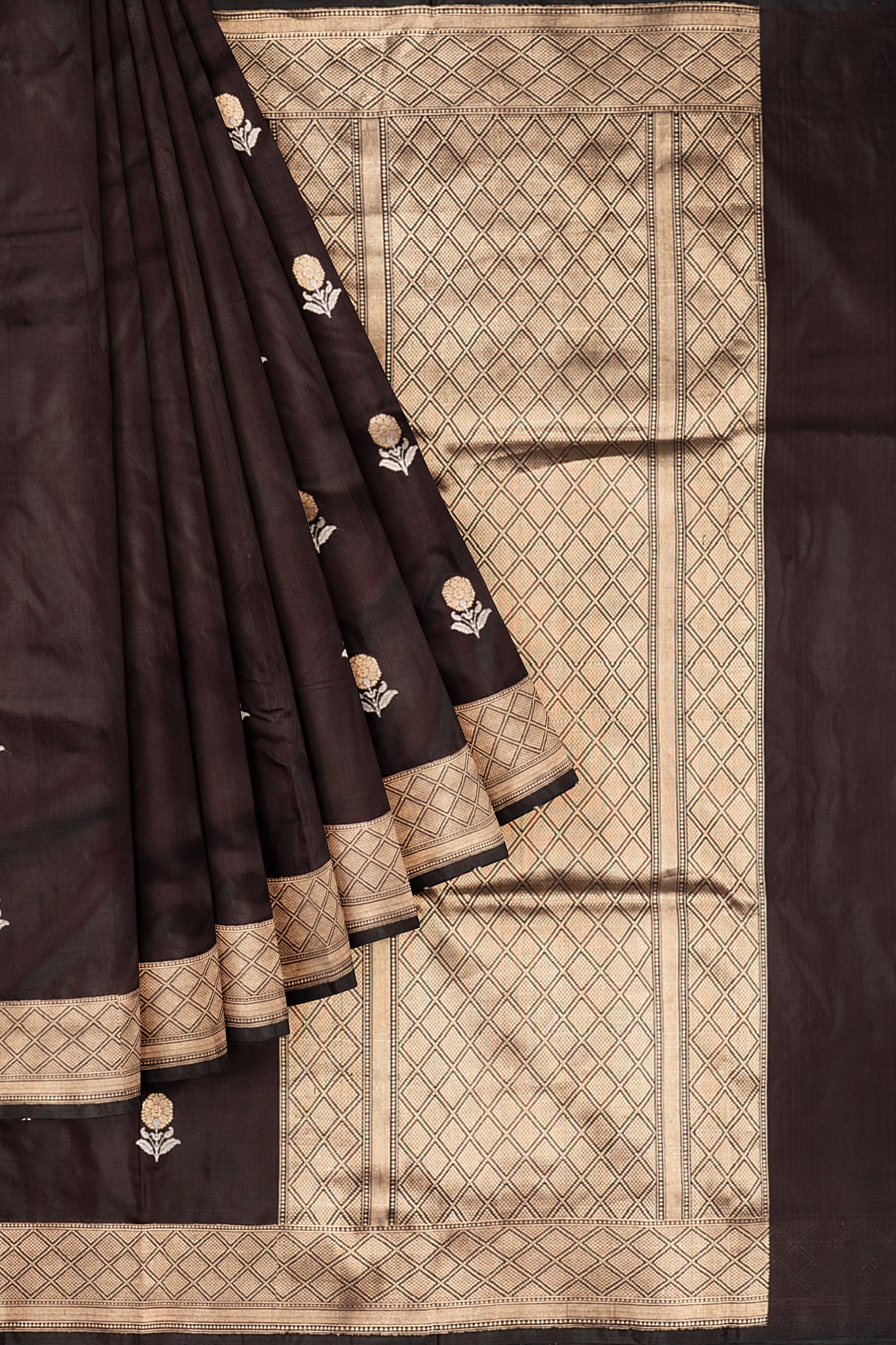 Dark Brown Woven Banaras Saree F00209