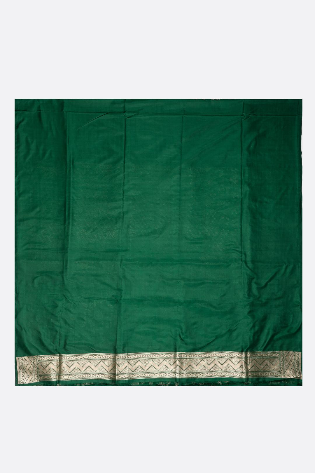 Dark Green Woven Banaras Saree F00211