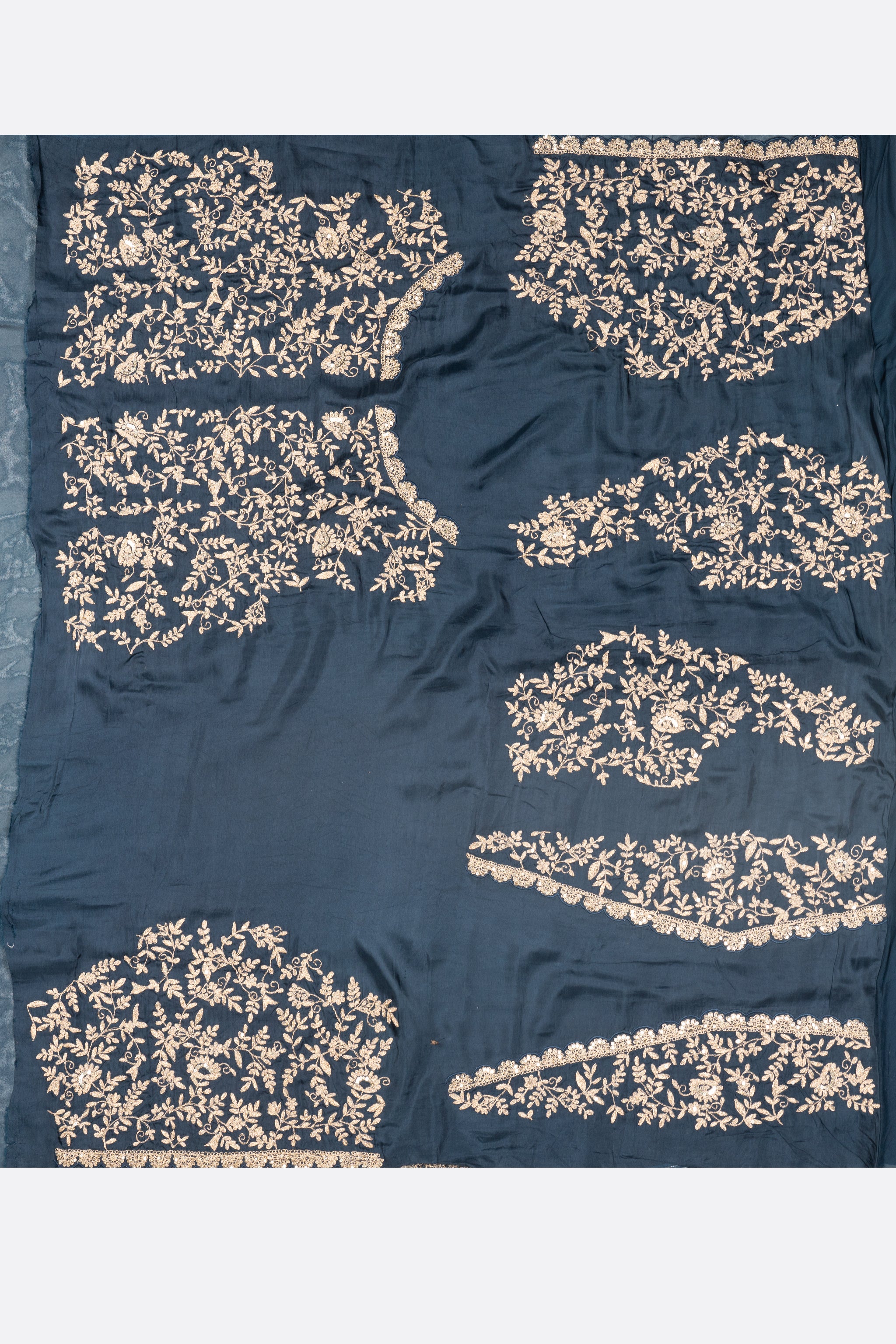 Dark Grey Embellished Organza Saree F01075