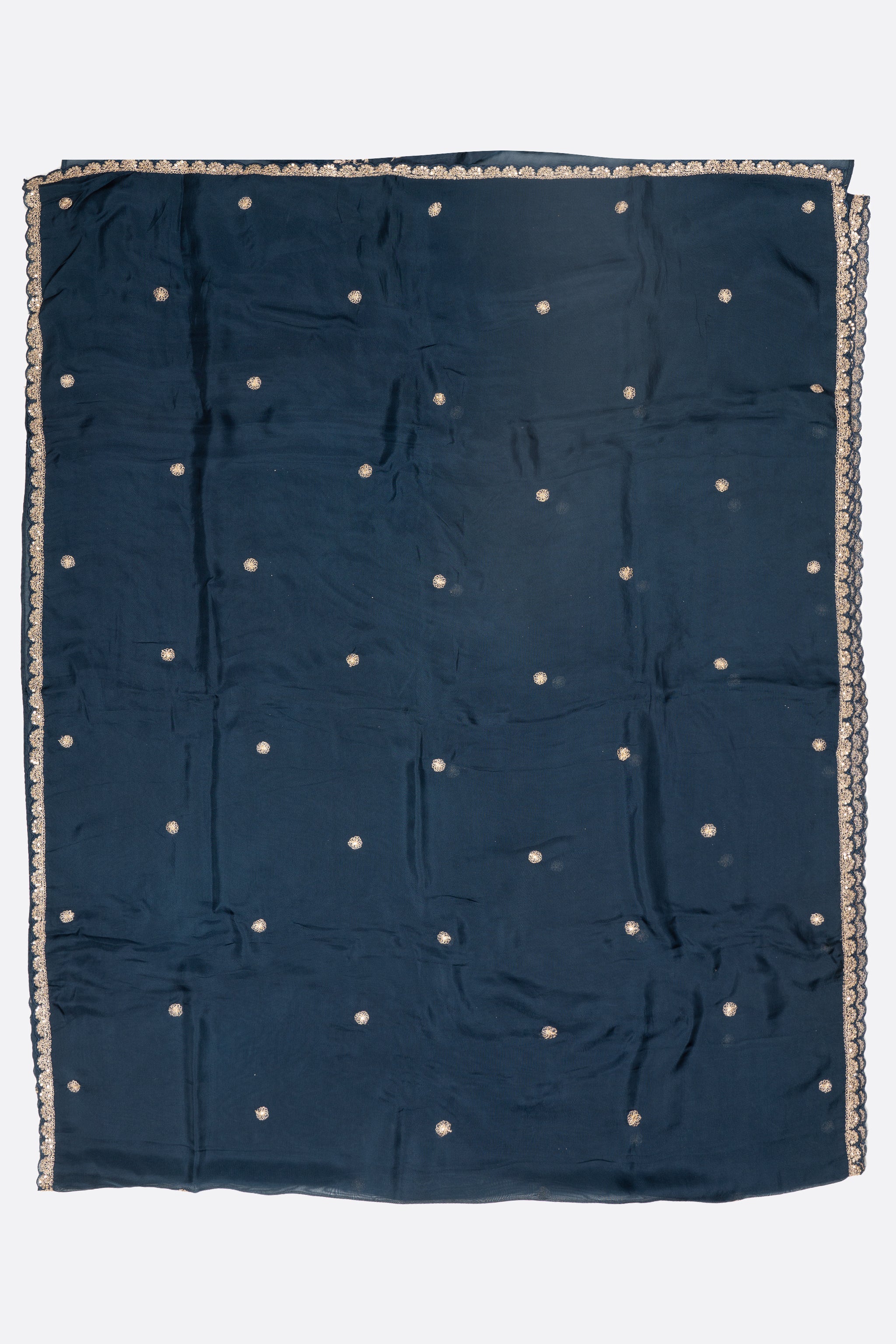 Dark Grey Embellished Organza Saree F01075