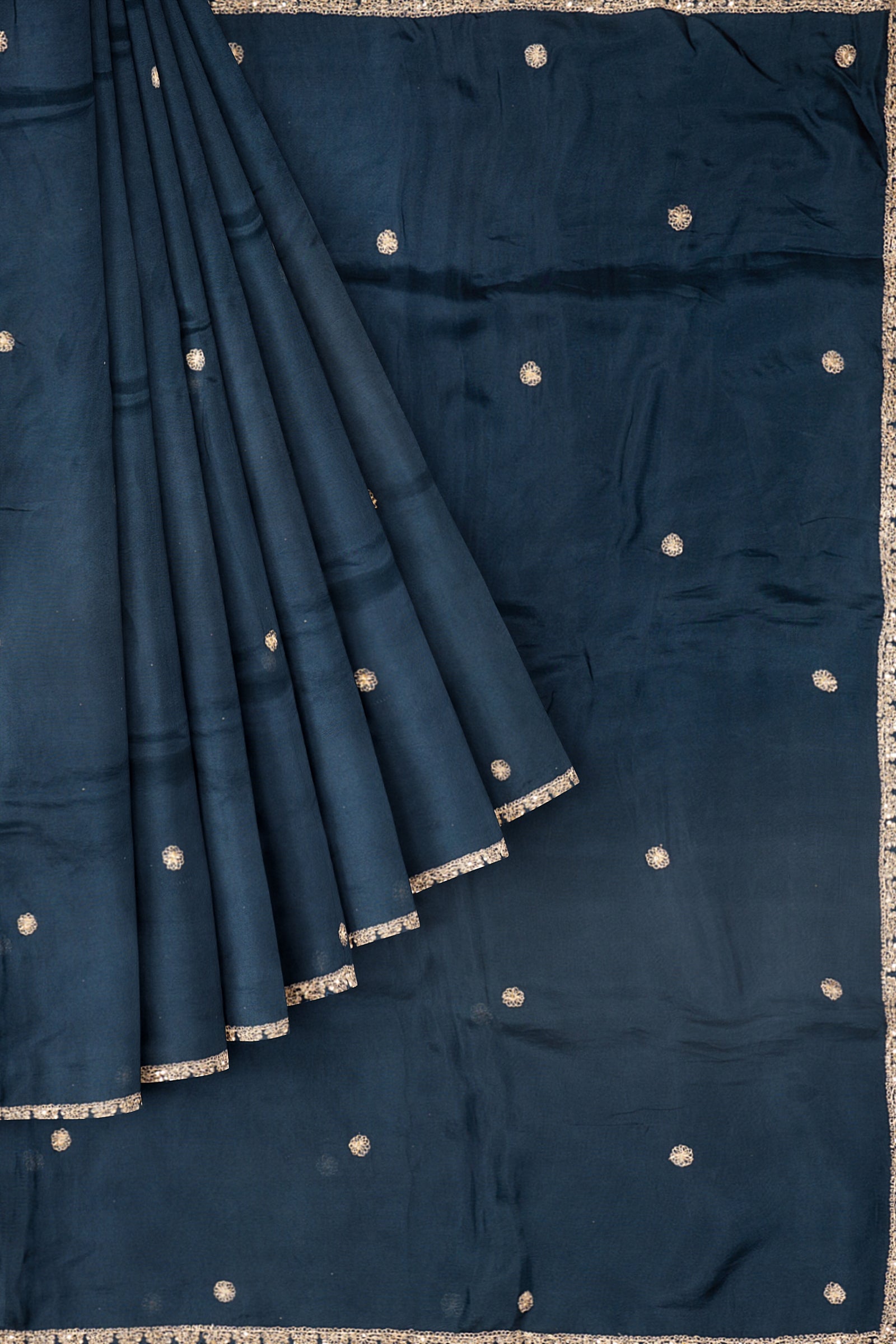Dark Grey Embellished Organza Saree F01075