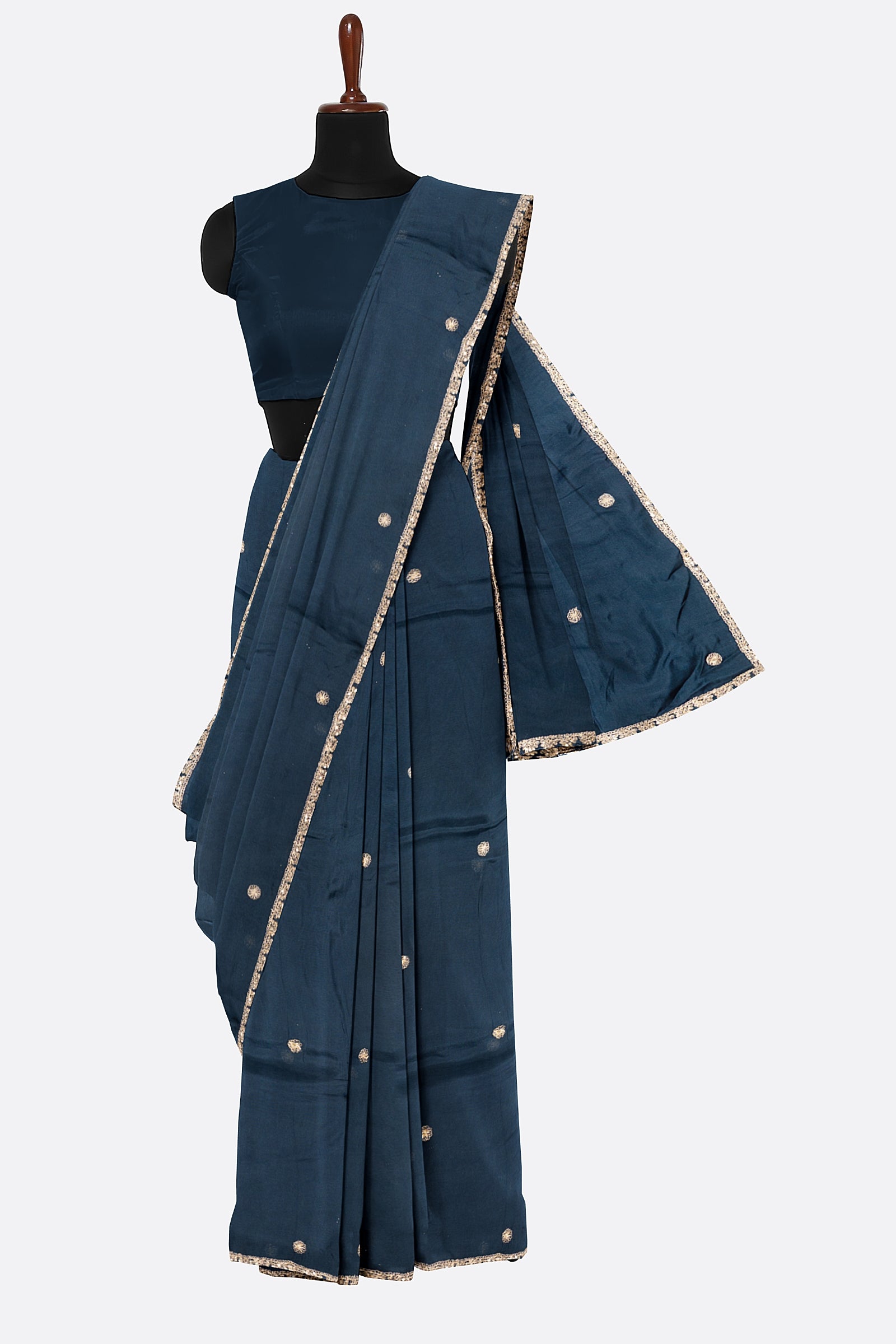 Dark Grey Embellished Organza Saree F01075