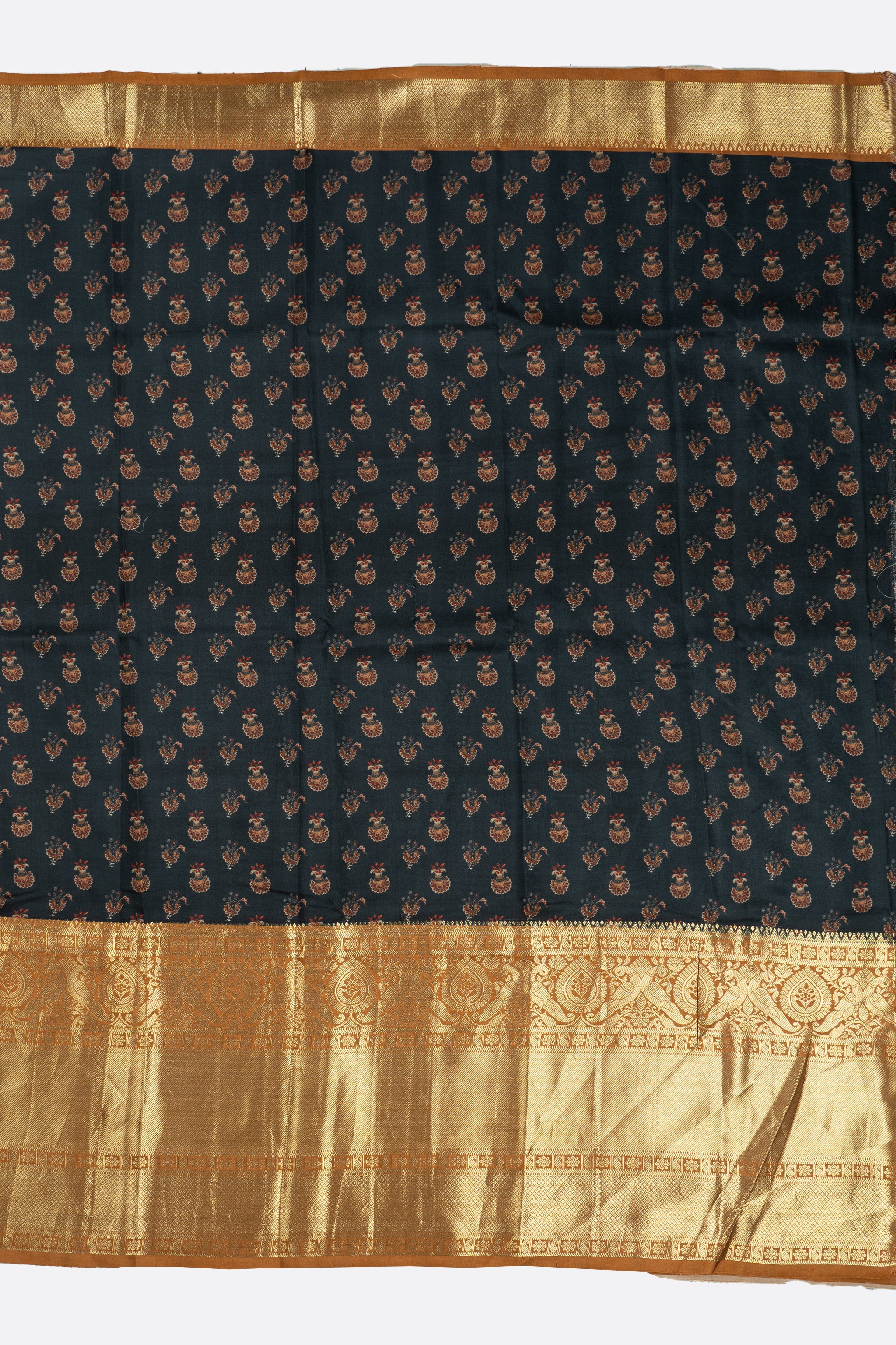 Dark Grey Printed Gadwal Silk Saree ES0272