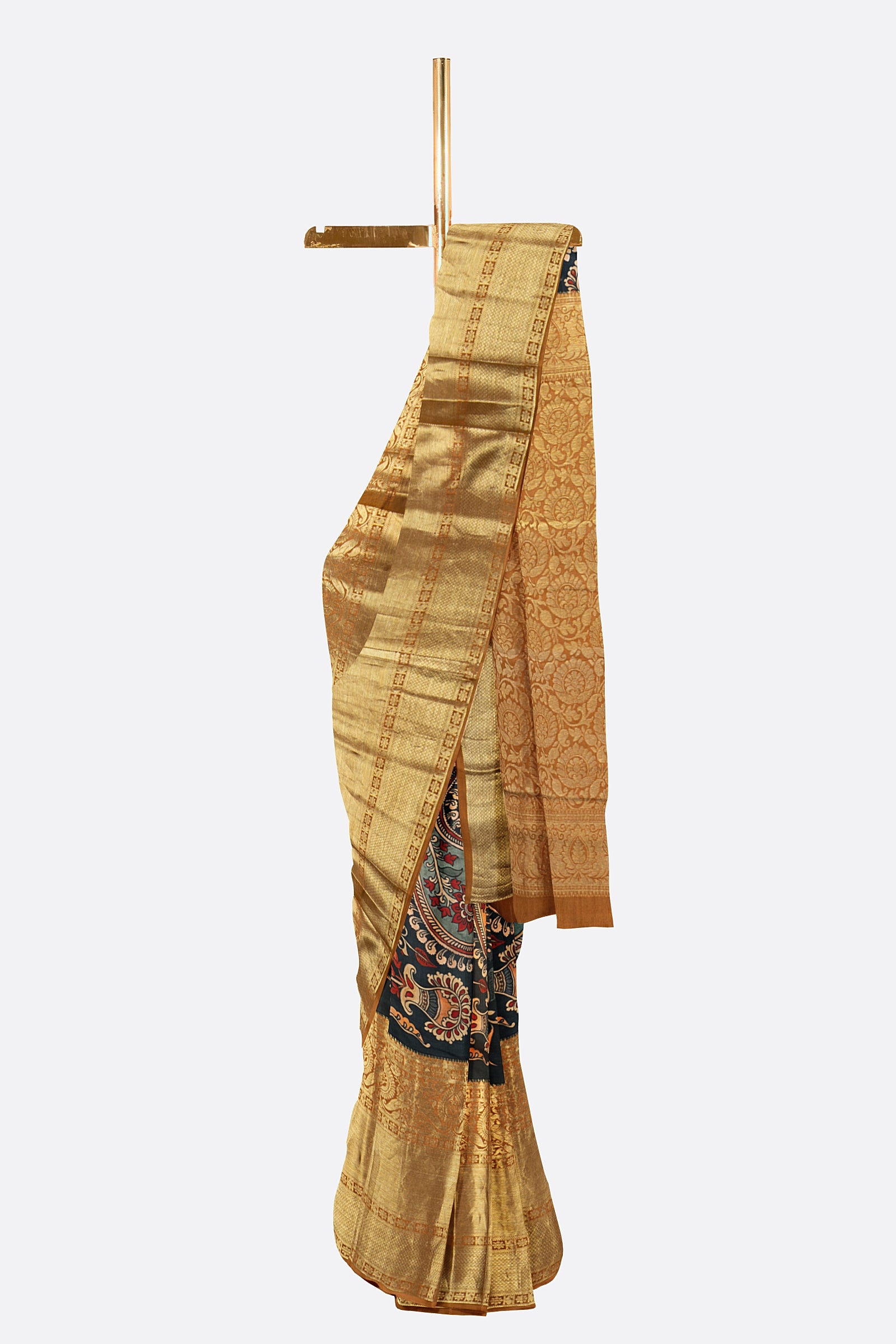 Dark Grey Printed Gadwal Silk Saree ES0272