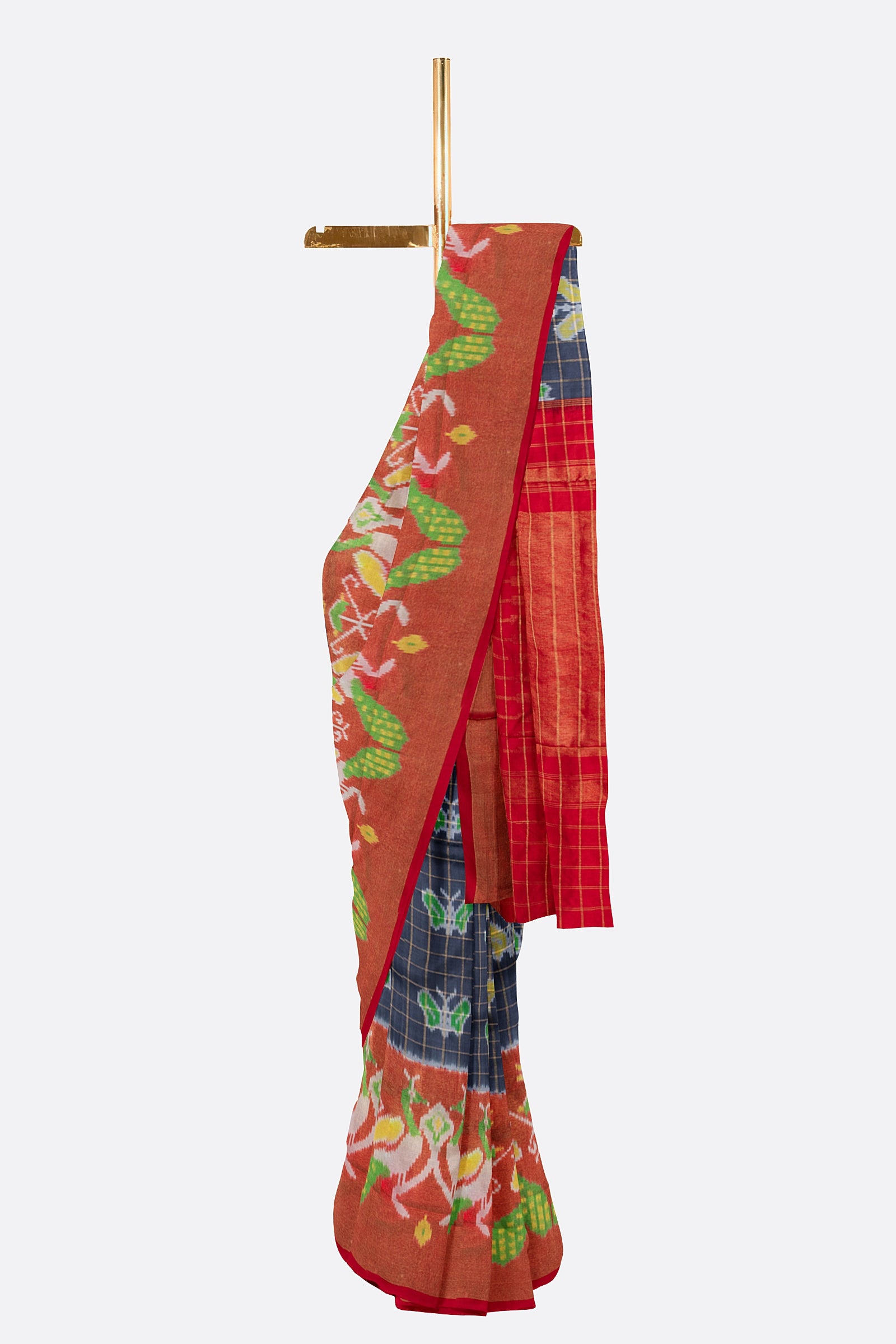 Dark Grey Woven Ikat Pochampally Saree IA017