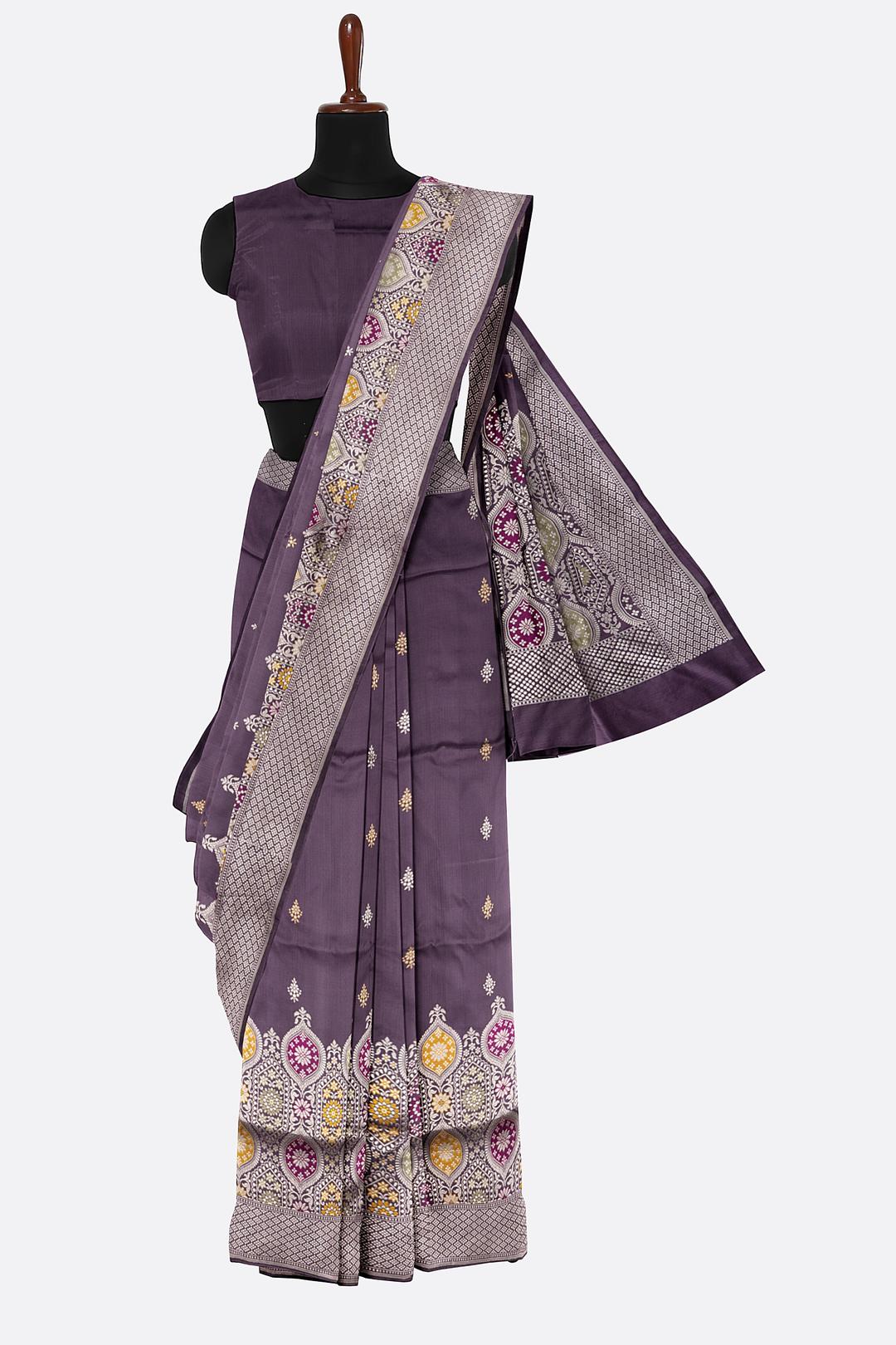 Grape Violet Woven Banaras Saree F00204