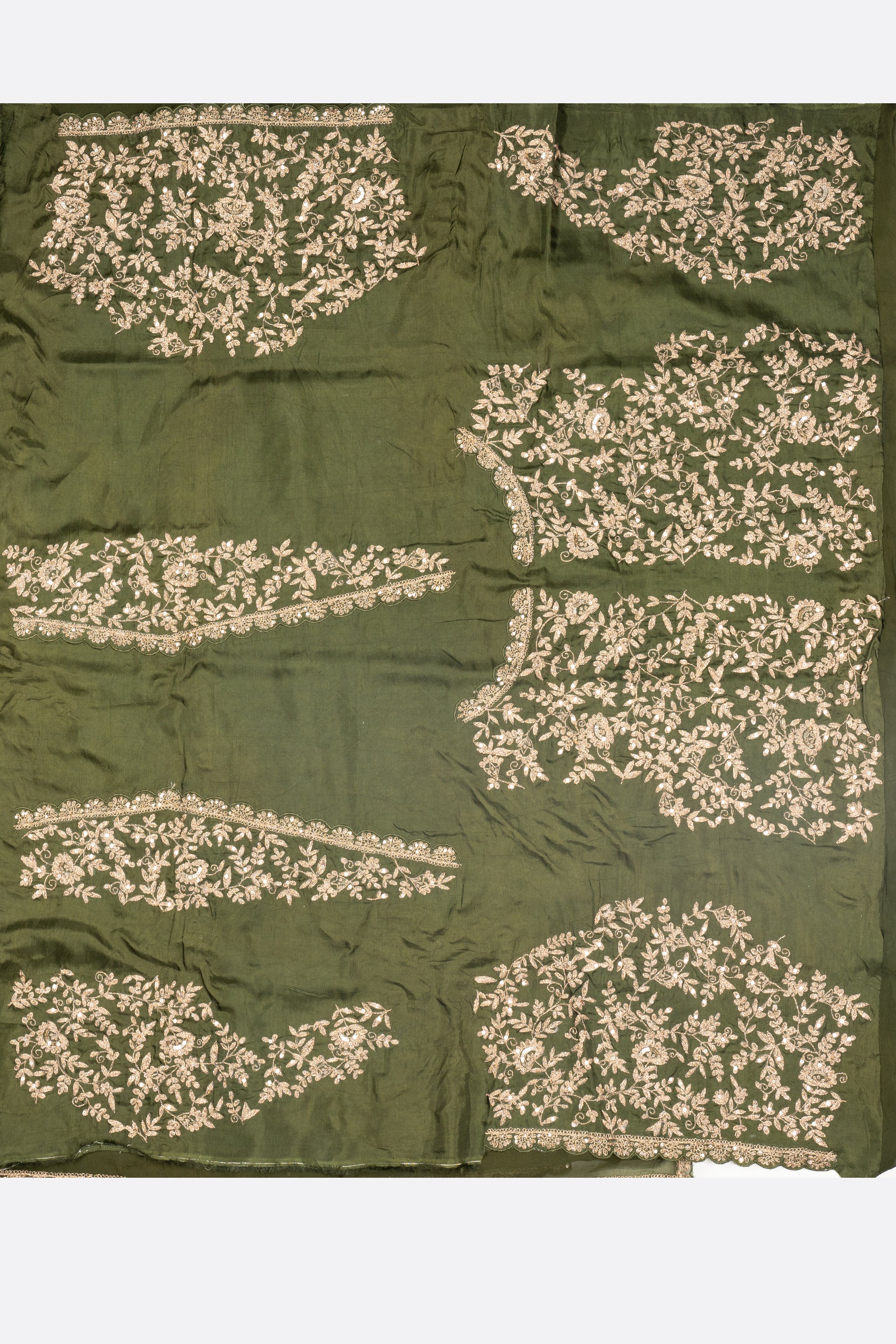 Green Embellished Organza Saree F01075