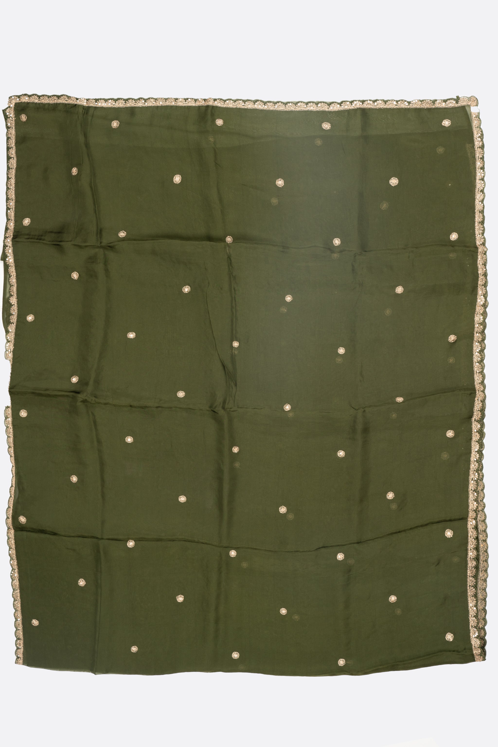 Green Embellished Organza Saree F01075