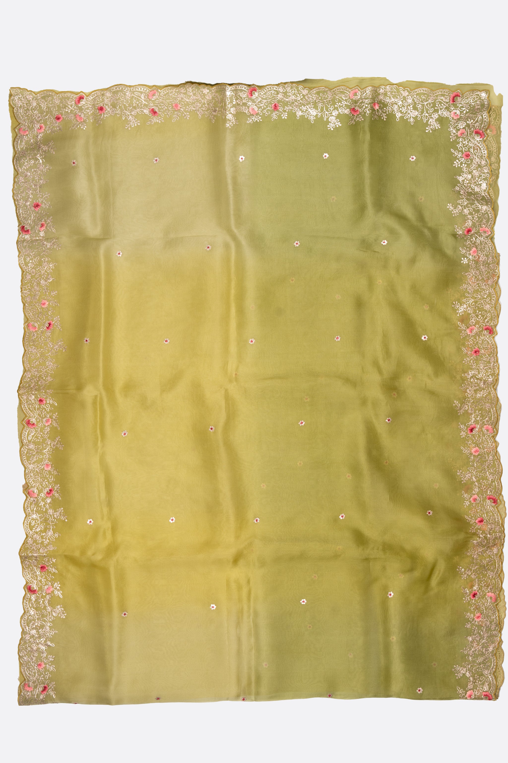 Green Embellished Organza Saree F01124