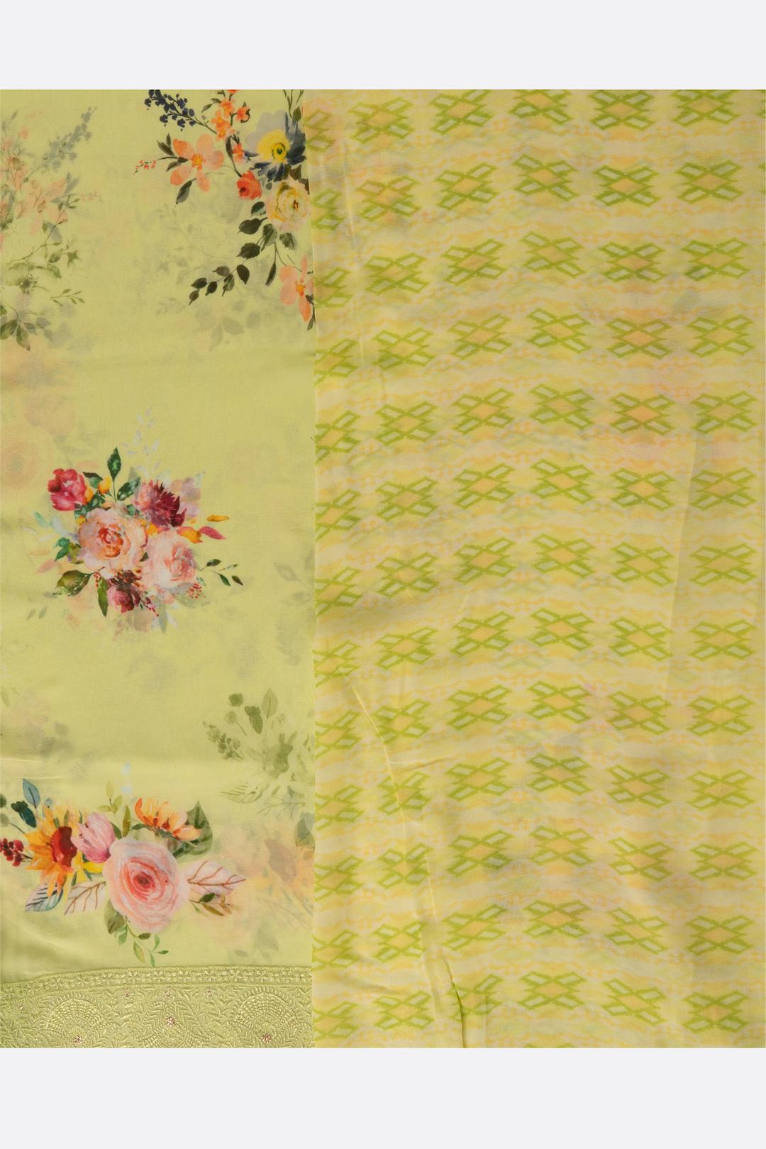 Green Printed Georgette Saree ES1252