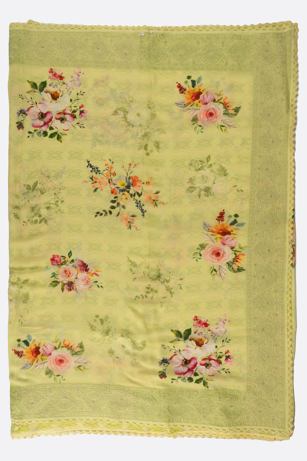 Green Printed Georgette Saree ES1252