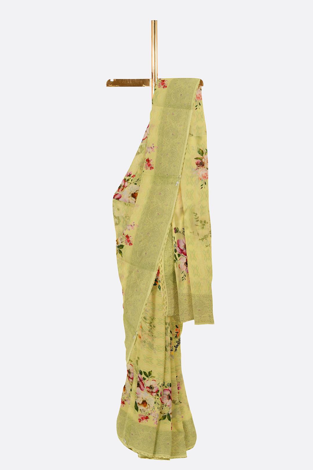 Green Printed Georgette Saree ES1252